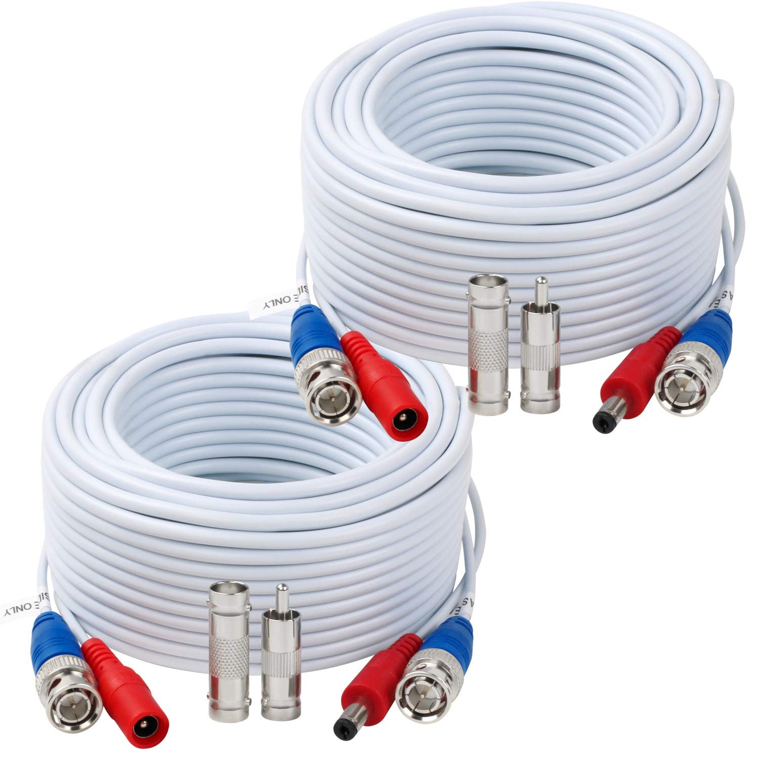 Tainston 2 Pack 30 Feet Bnc Video Power Cable Wire Video Security Camera Wire With Connectors For Cctv Camera Dvr Surveillance S