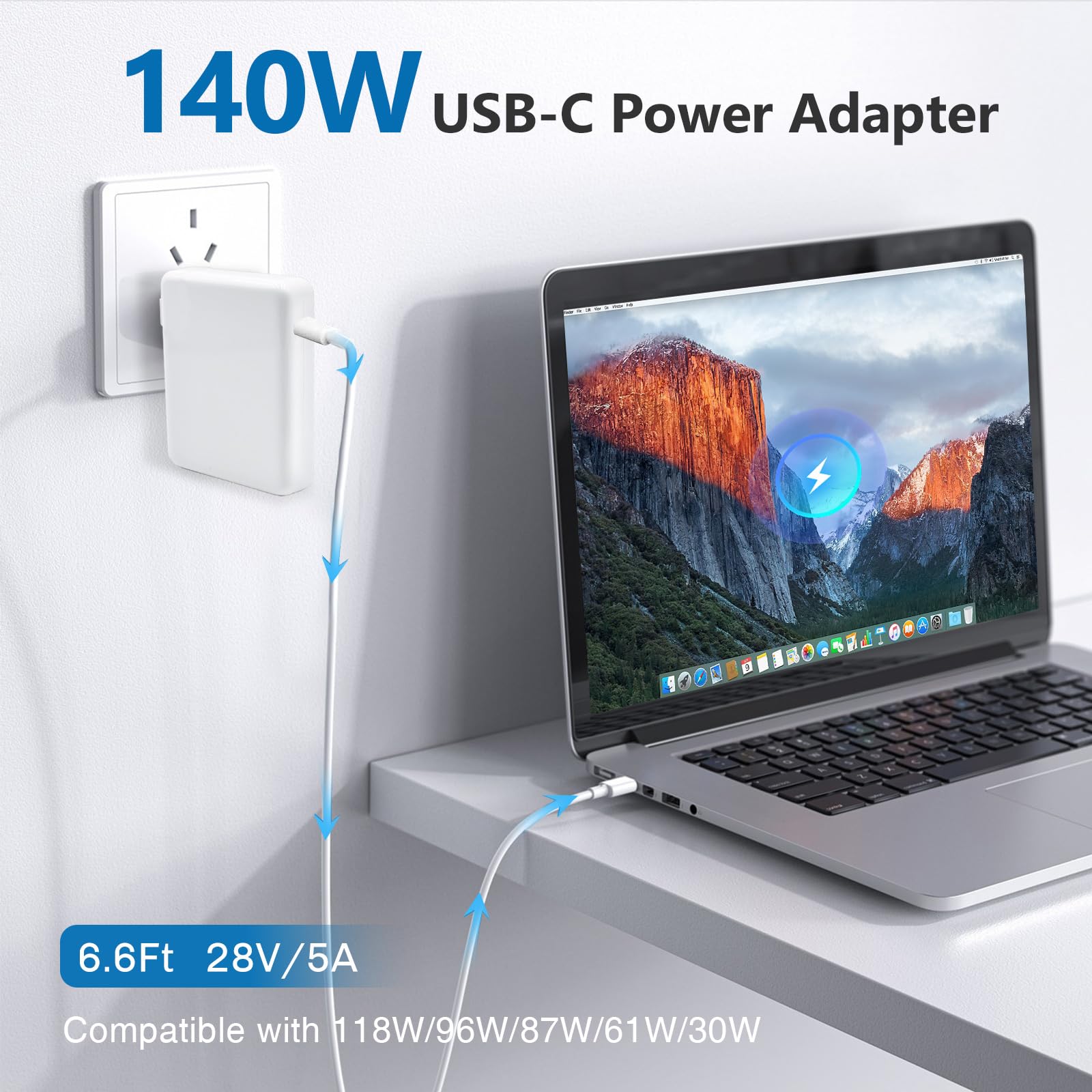 Charger For Mac Book Pro 140W Usb C Power Adapter, Compatible With Macbook Pro 16, 15, 14, 13 Inch, Macbook Air 13 Inch, Ipad Pr