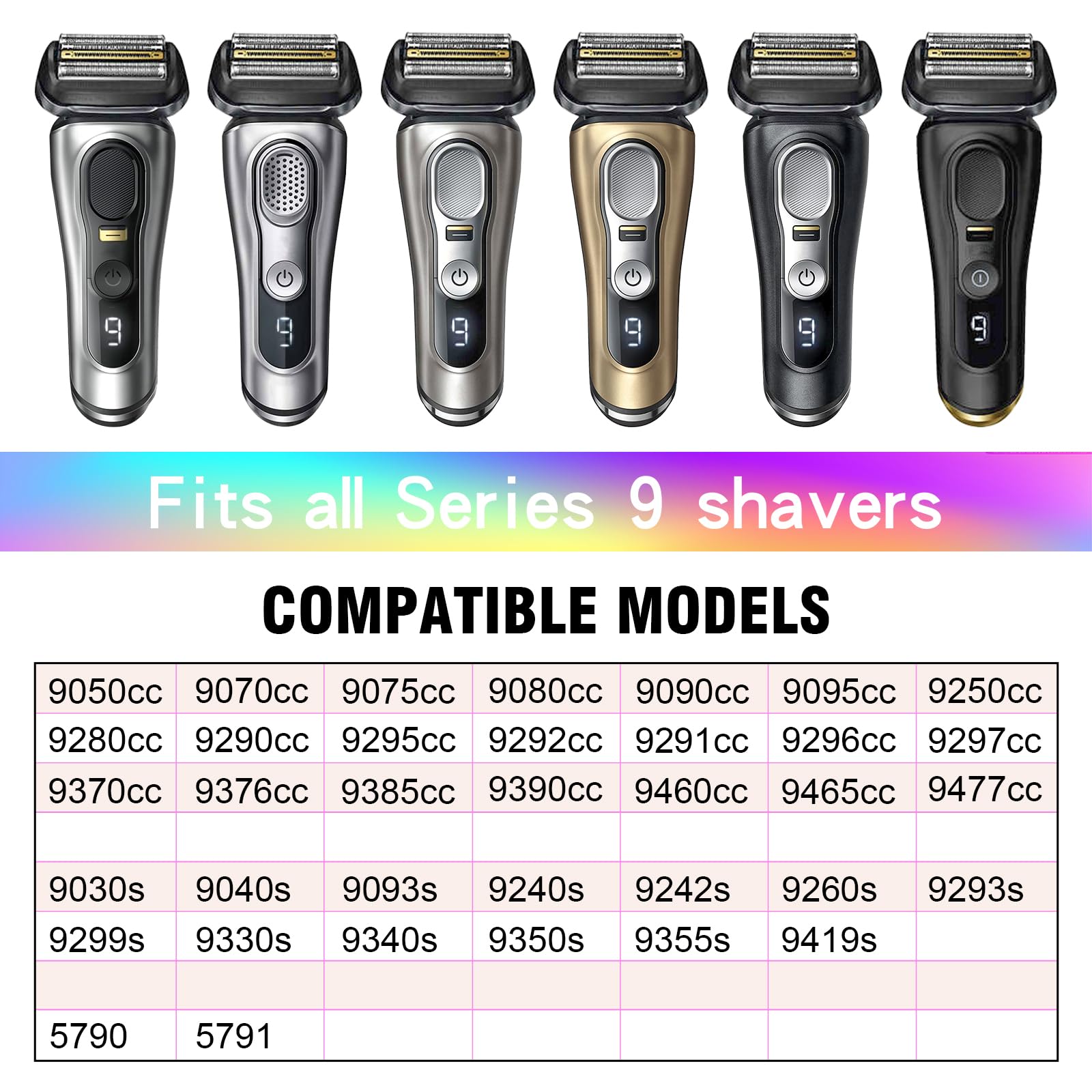 92B Series 9 Electric Shaver Replacement Heads Compatible With Braun Series 9 Electric Razors 290Cc, 9291Cc, 9370Cc, 9293S, 9385