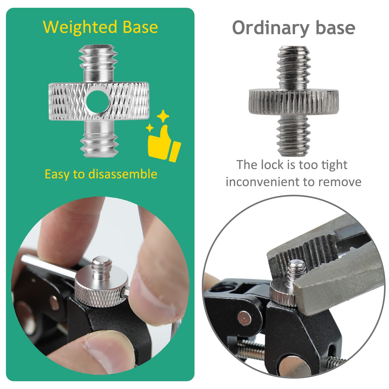 Rigych 1/4 Male To Male Camera Screw With Hole Tripod Thread Screw Adapter For Camera Tripod Mic Stand Mic Mount Light Stand Dsl