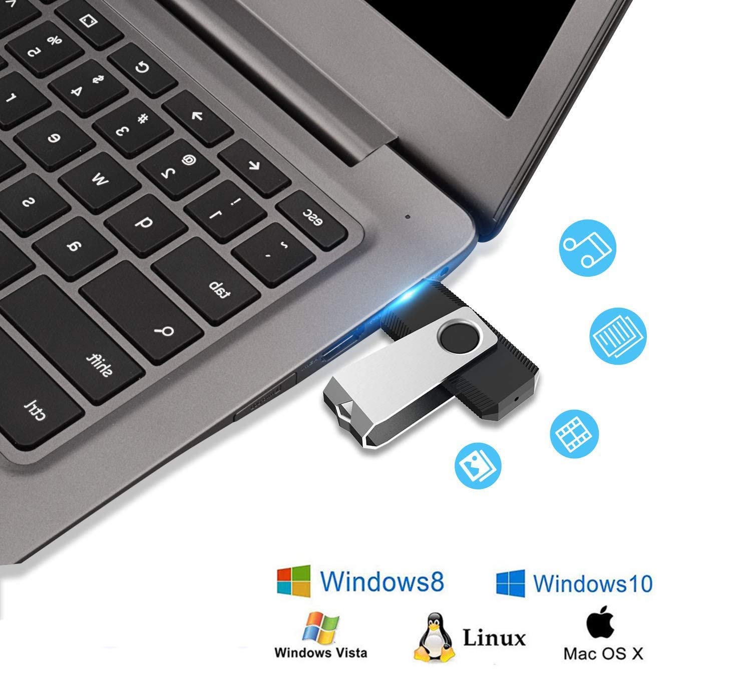 Aiibe 8Gb Flash Drive 10 Pack 8Gb Usb Flash Drives Thumb Drive Bulk Usb 2.0 Memory Stick Usb Drive, Black