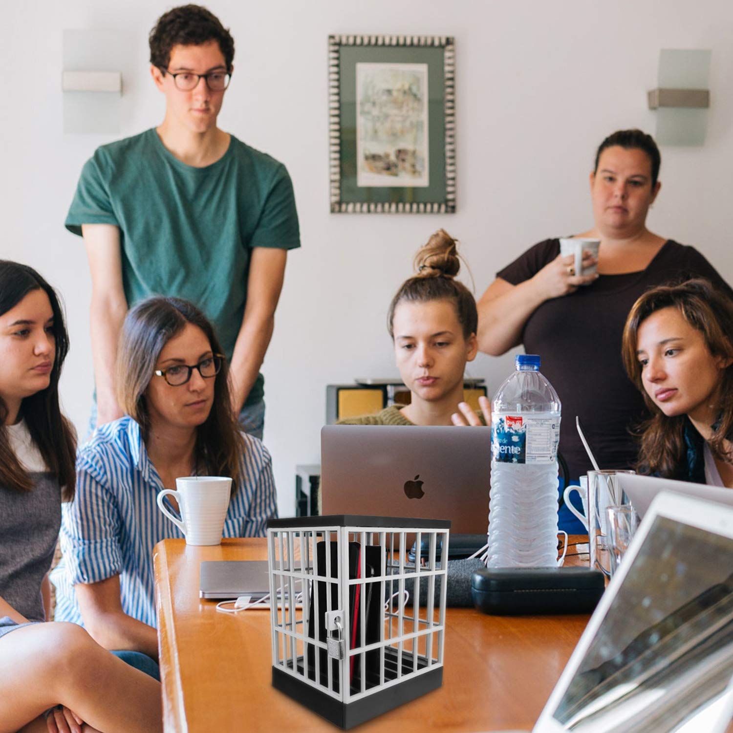 Gemaxvoled Cell Phone Jail Lock Box, Gold Mobile Phones Prison Lockable Cage For Classroom Family Time Party Fun Novelty Gift Id