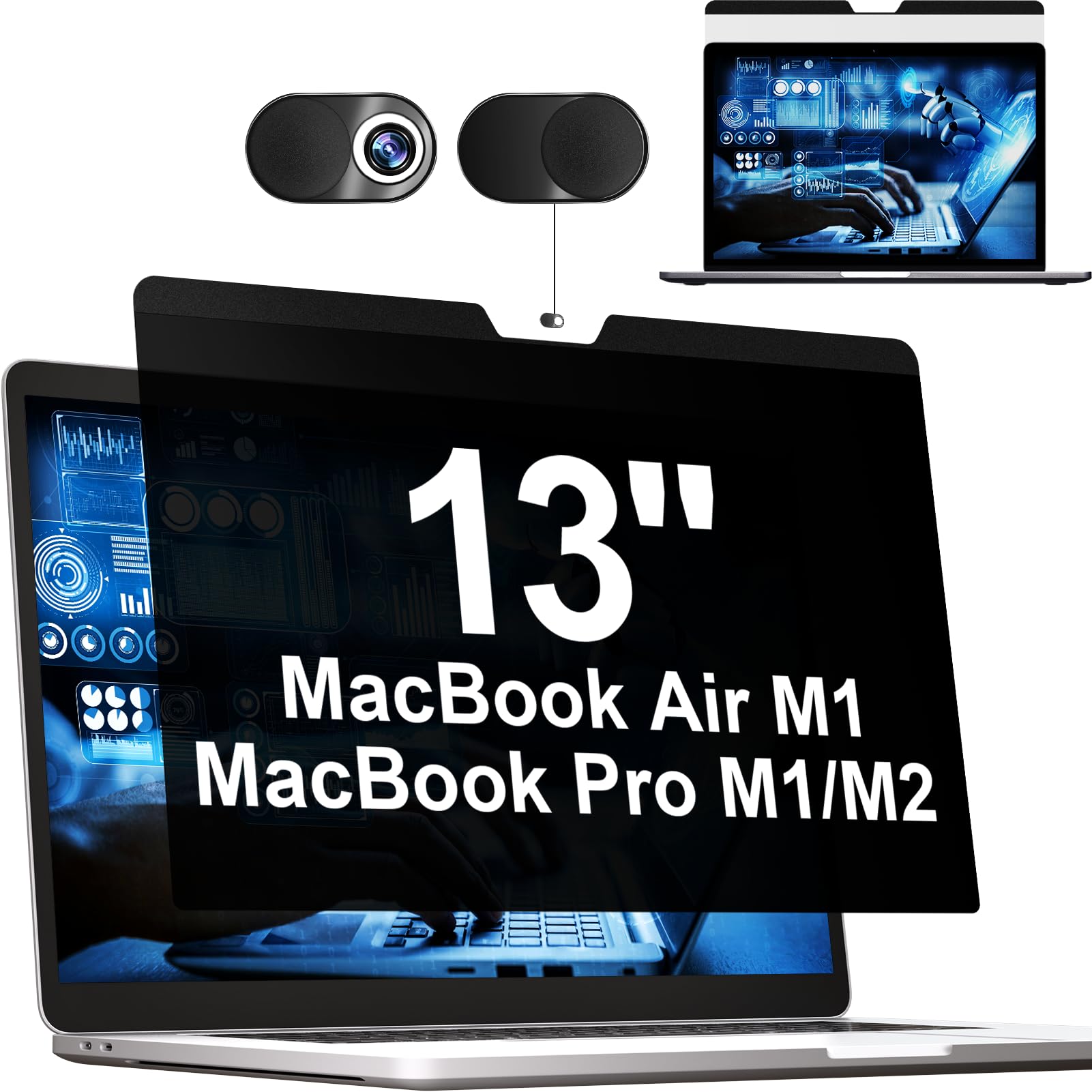 Mamol Privacy Screen Macbook Air 13 Inch(2018 2021, M1)/ Macbook Pro 13 In(2016 2022, M1, M2), Magnetic Removable Anti Blue Ligh