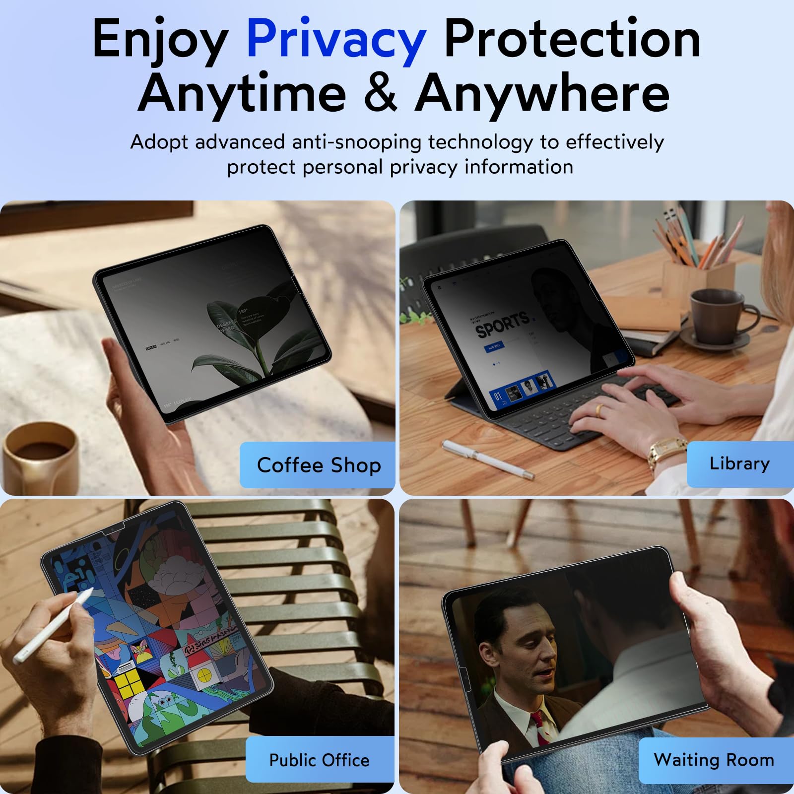 Mobdik Privacy Screen Protector Compatible With Ipad Pro 11 Inch (2022&2021&2020&2018) & Ipad Air 5Th / 4Th Generation (2022&202