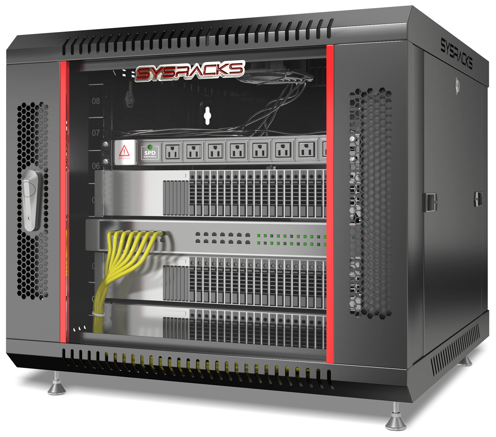 Network Data Cabinet   9U Rack Mount   Wall Mount It Rack   Locking   Server Rack   24 Inch Deep Data Rack   Server Rack Cabinet With Powerbar/Fan/Shelf/Feet/For Servers   A/V � Equipment