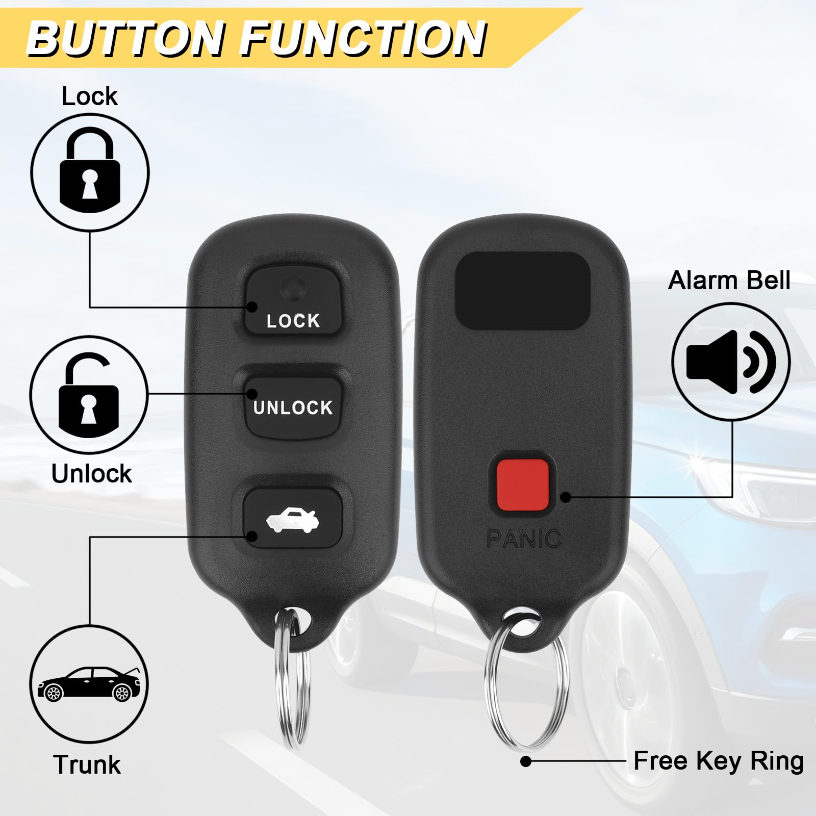 Vurkcy Key Fob Replacement For 2002-2006 Toyota Camry/ 03-08 Matrix/ 99-03 Sienna/ 02-03 Solara/ 03-08 Pontiac Vibe Car Keyless