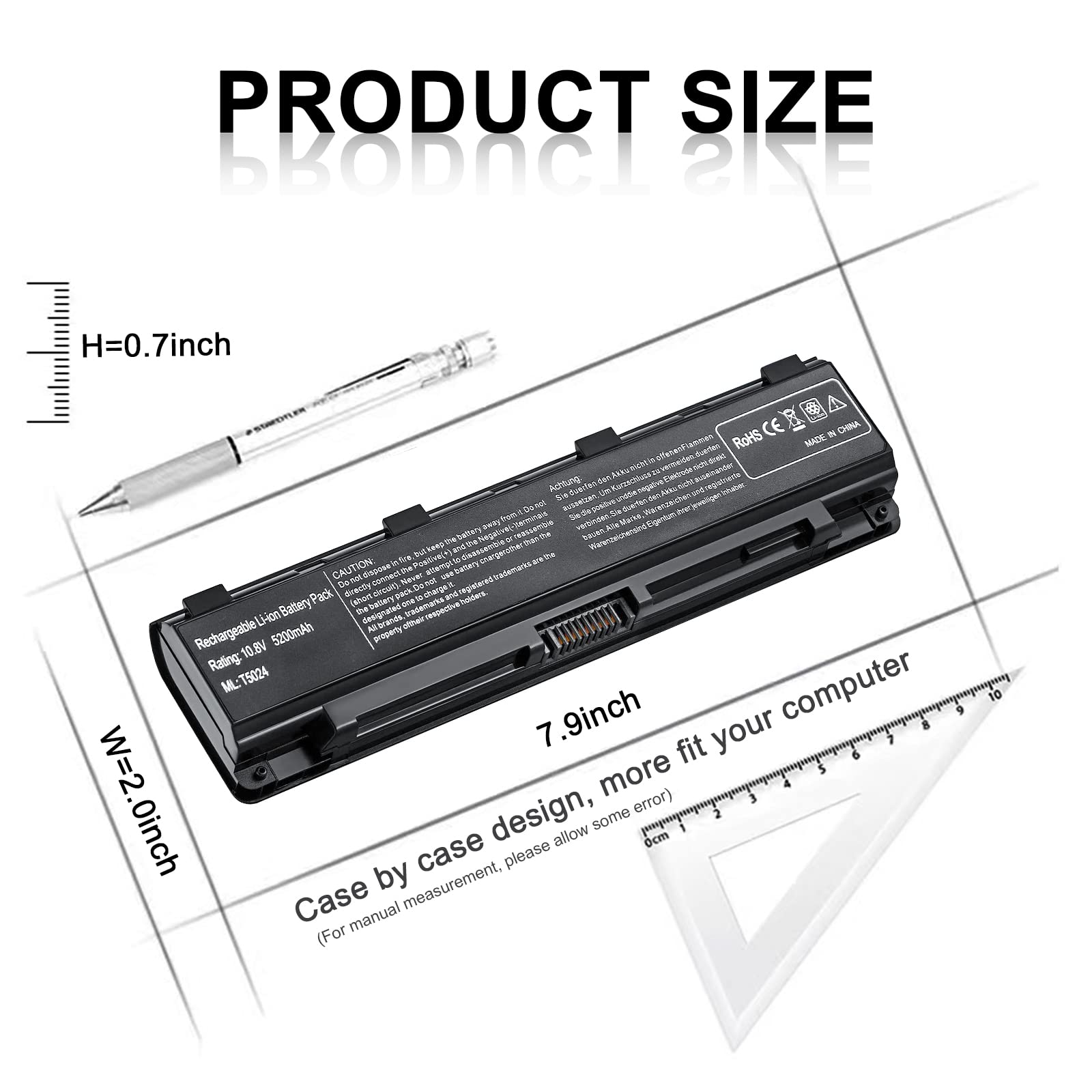 TSKYBEAR Li-ion Laptop Battery PA5024U-1BRS for Toshiba Satellite C55 C855 L855 P855 S855 Series 6-Cell 56Wh 10.8V Black