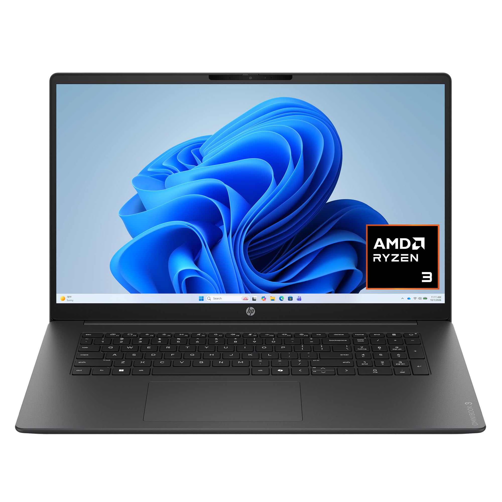 HP OmniBook 3 17.3 inch Laptop PC, FHD Display, AMD Ryzen 3 30, 8 GB RAM, 512 GB SSD, AMD Radeon 610M Graphics, Windows 11 Home,