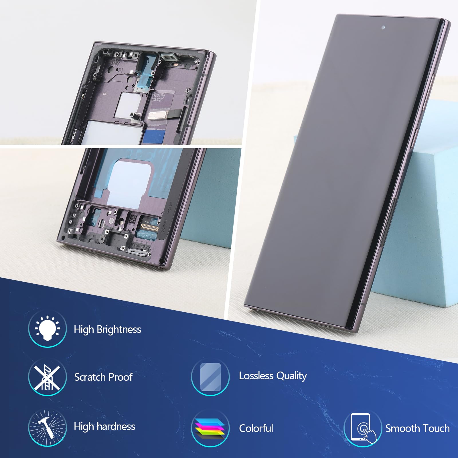 Oled Screen For Samsung Galaxy S22 Ultra 5G Screen Replacement For Samsung S22 Ultra 5G Sm-S908U/S908U1 Lcd Display Touch Screen