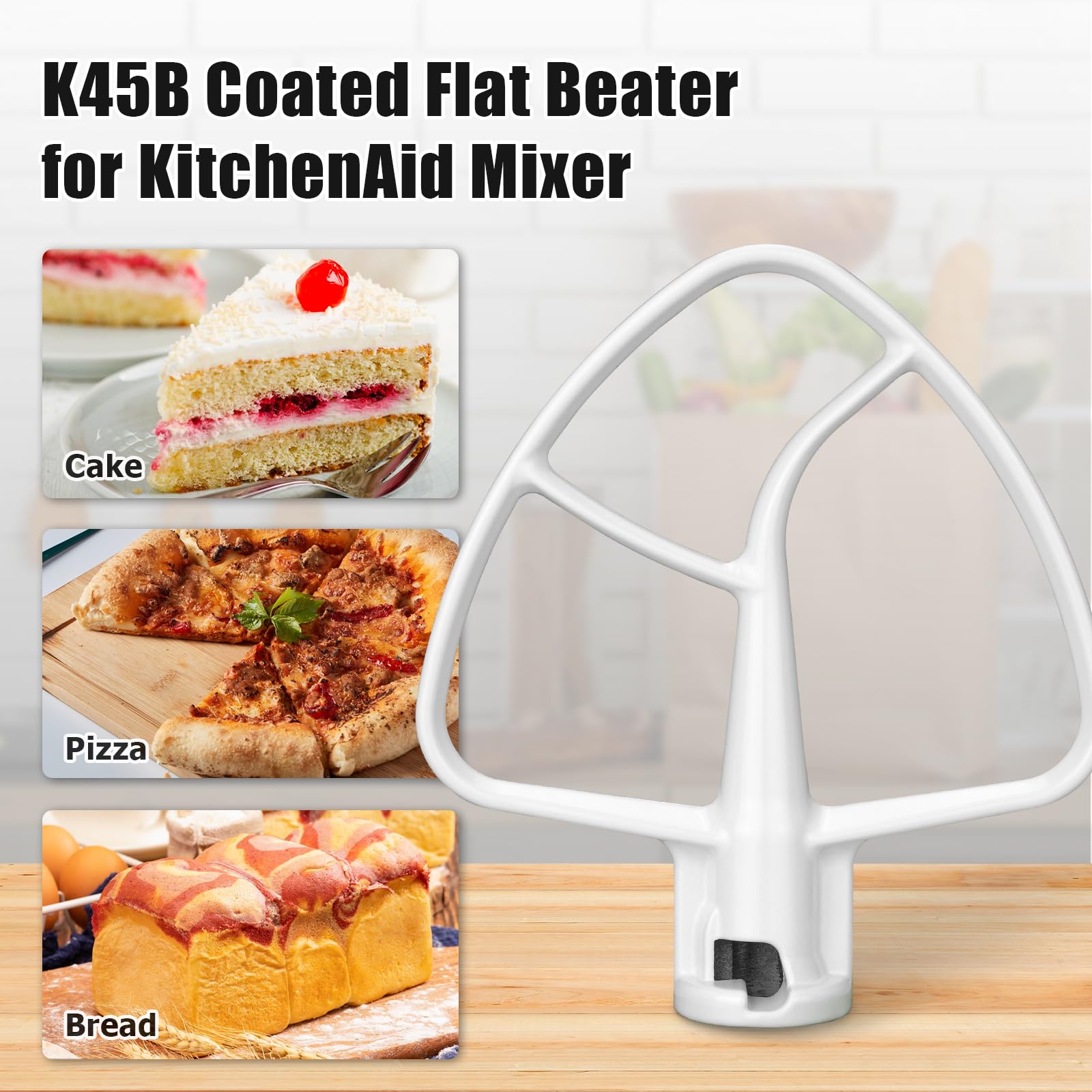 K45B Coated Flat Beater For Kitchenaid 4.5 5 Qt Mixer Paddle Attachment Flat Beater Fits Stand Mixer Bowls For Kitchenaid 4.5 5