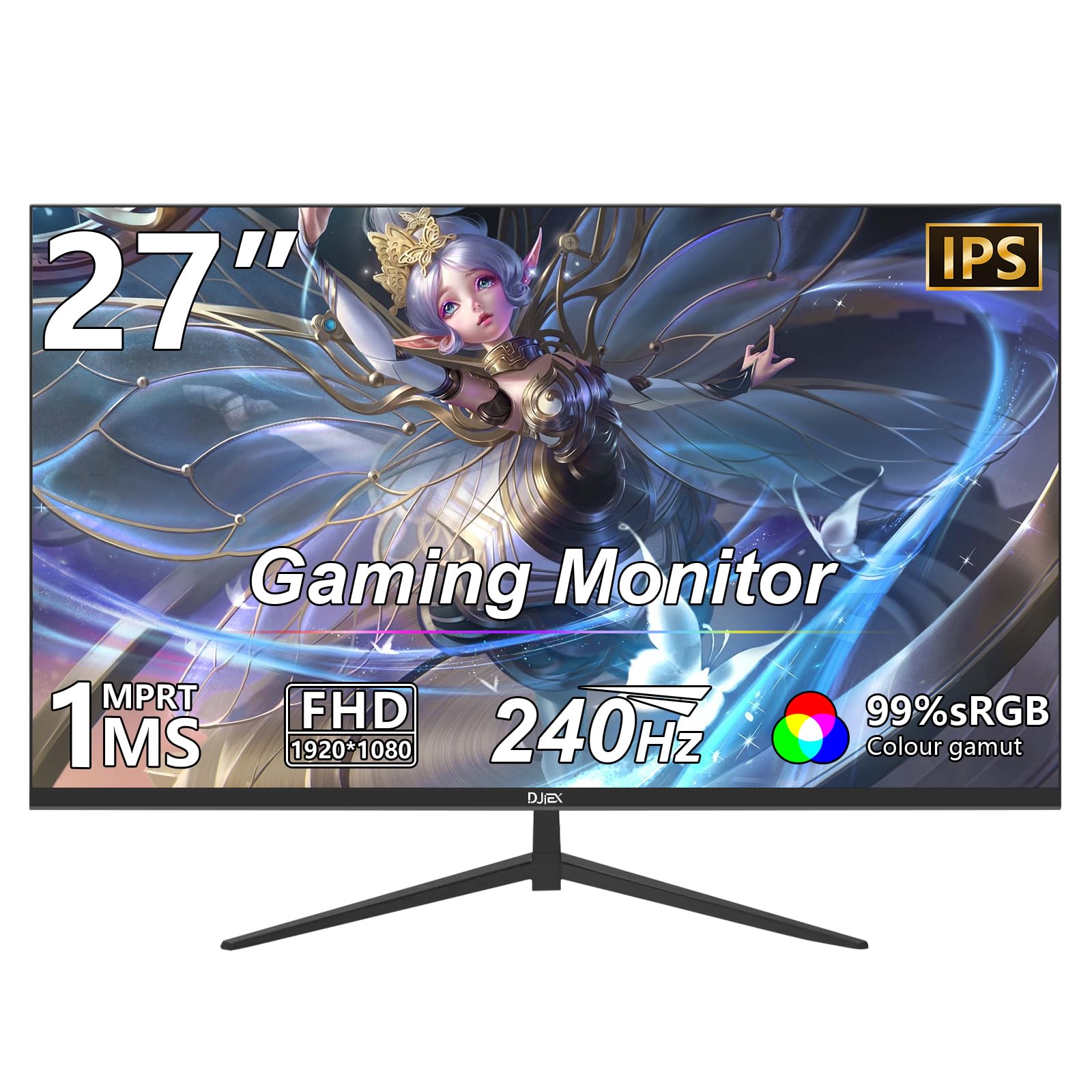 DJiEX 27inch Gaming Computer Monitor IPS 240Hz FHD(1920  1080P), 99% sRGB,1ms Response Time, 300cd/m,AMD Freesync, Crosshair & E