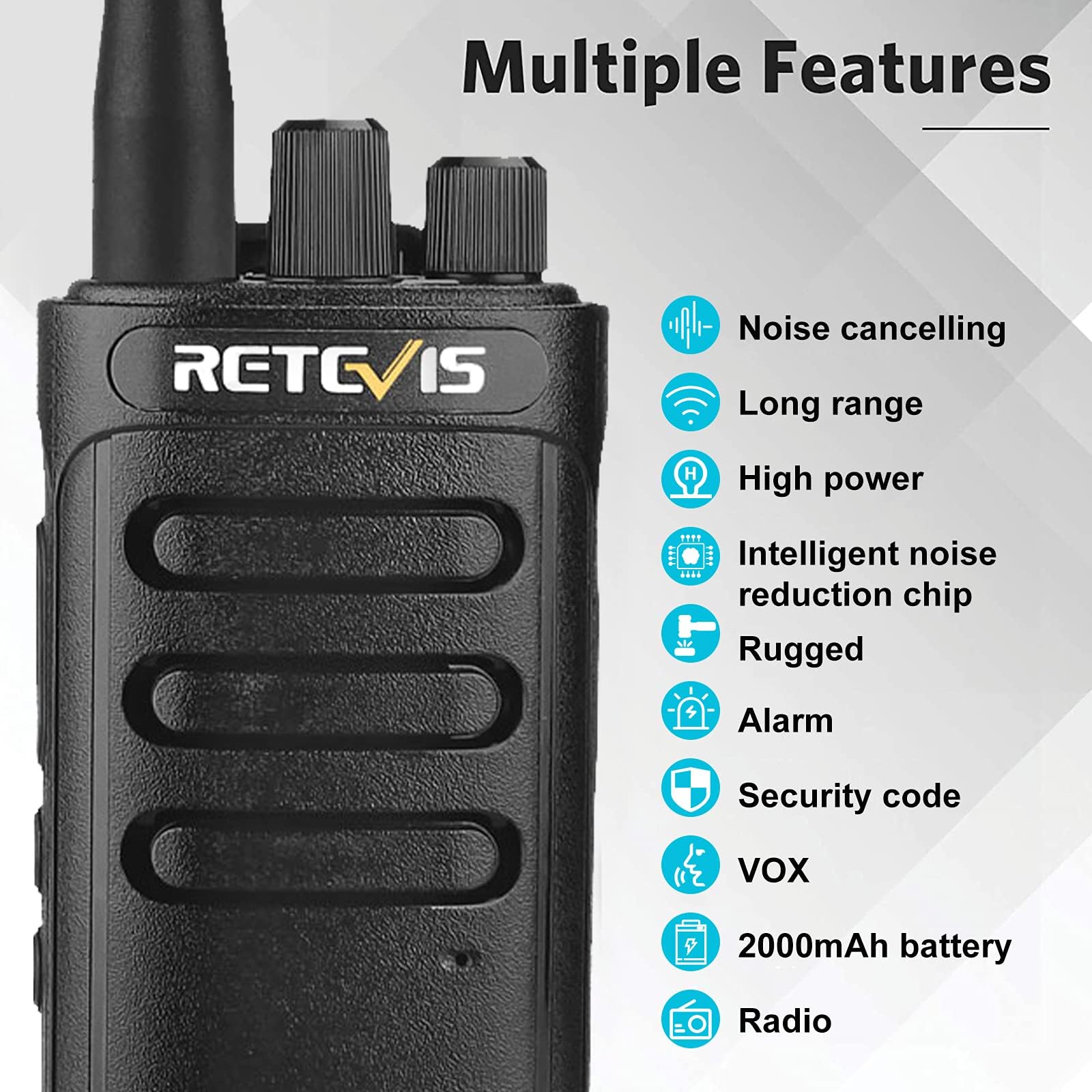 Retevis Rb85 Long Range 2 Way Radio,Professional Walie Talkies With Shoulder Mic,Long Distance Two Way Radios Rechargeable,Noise