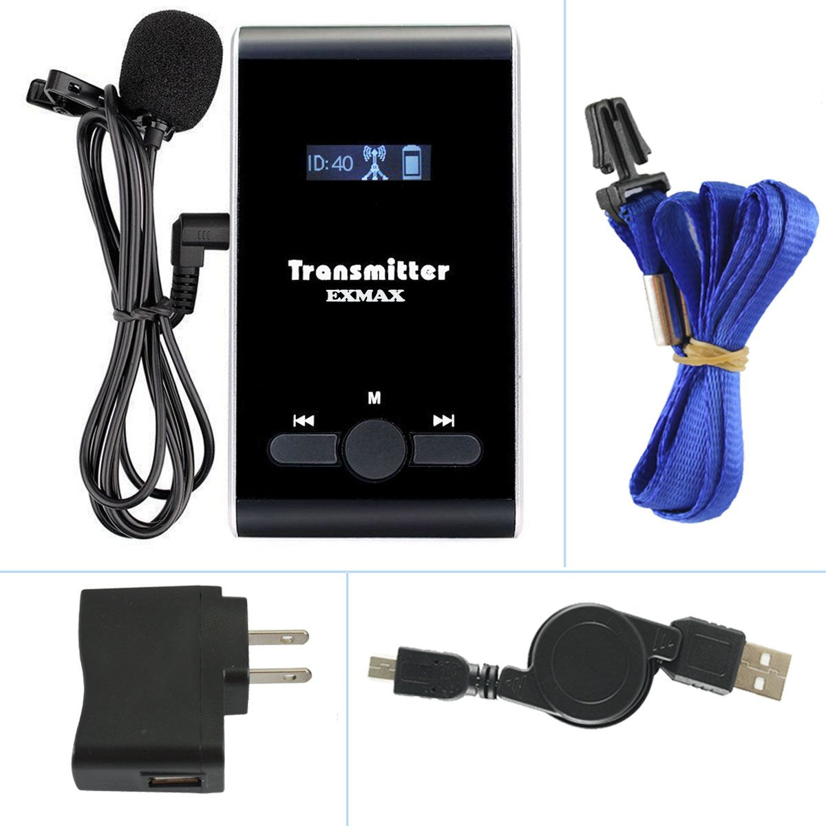 EXMAX ATG-100T 195MHz One Unit Transmitter ONLY for ATG-100T Wireless Tour Guide System Receivers Church Translation Simultaneou