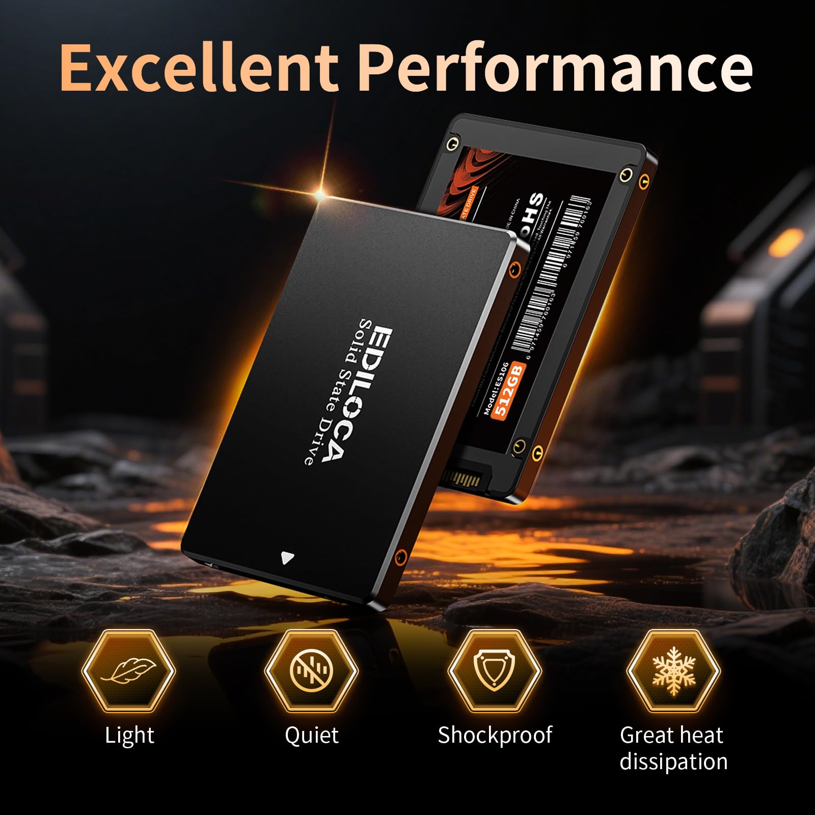 Ediloca 512Gb Ssd Internal Solid State Drive 2.5 Sata Iii 6Gb/S, 540Mb/S Read Speed 3D Tlc Nand, 512Gb Sata Ssd Pc/Laptop Upgrad