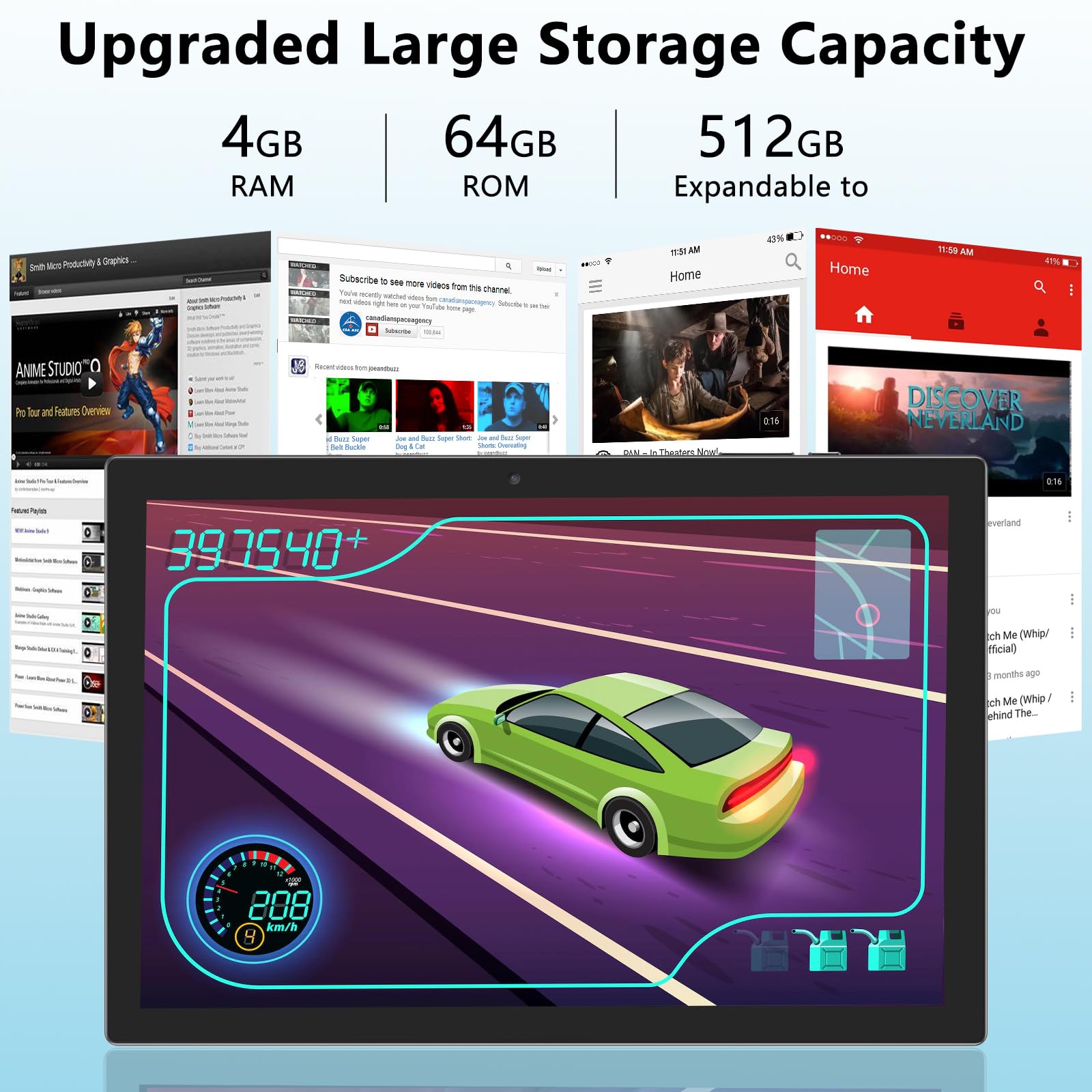 Android 12 Tablet 10 Inch Tablet, 2024 Upgraded 2 In 1 Tablet With Keyboard/ Mouse/ Case/ Stylus/ Tempered Film, 4Gb Ram+64Gb Ro