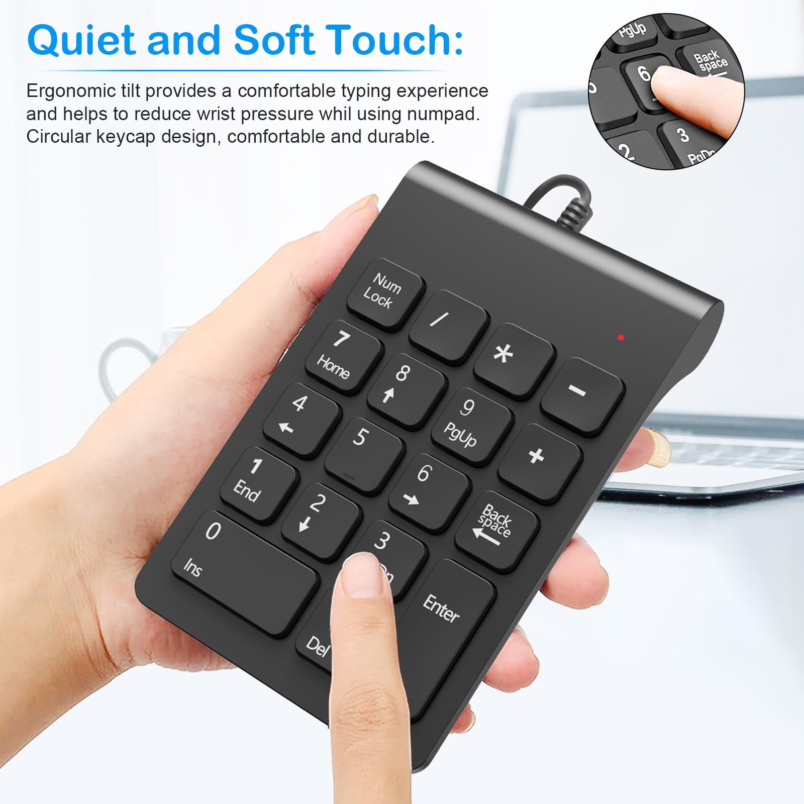 Usb Number Pad Numpad Numeric Keypad 18 Key Number Keypad Mini Keyboard For Laptop Pc Computer Notebook Chromebook Surface Deskt
