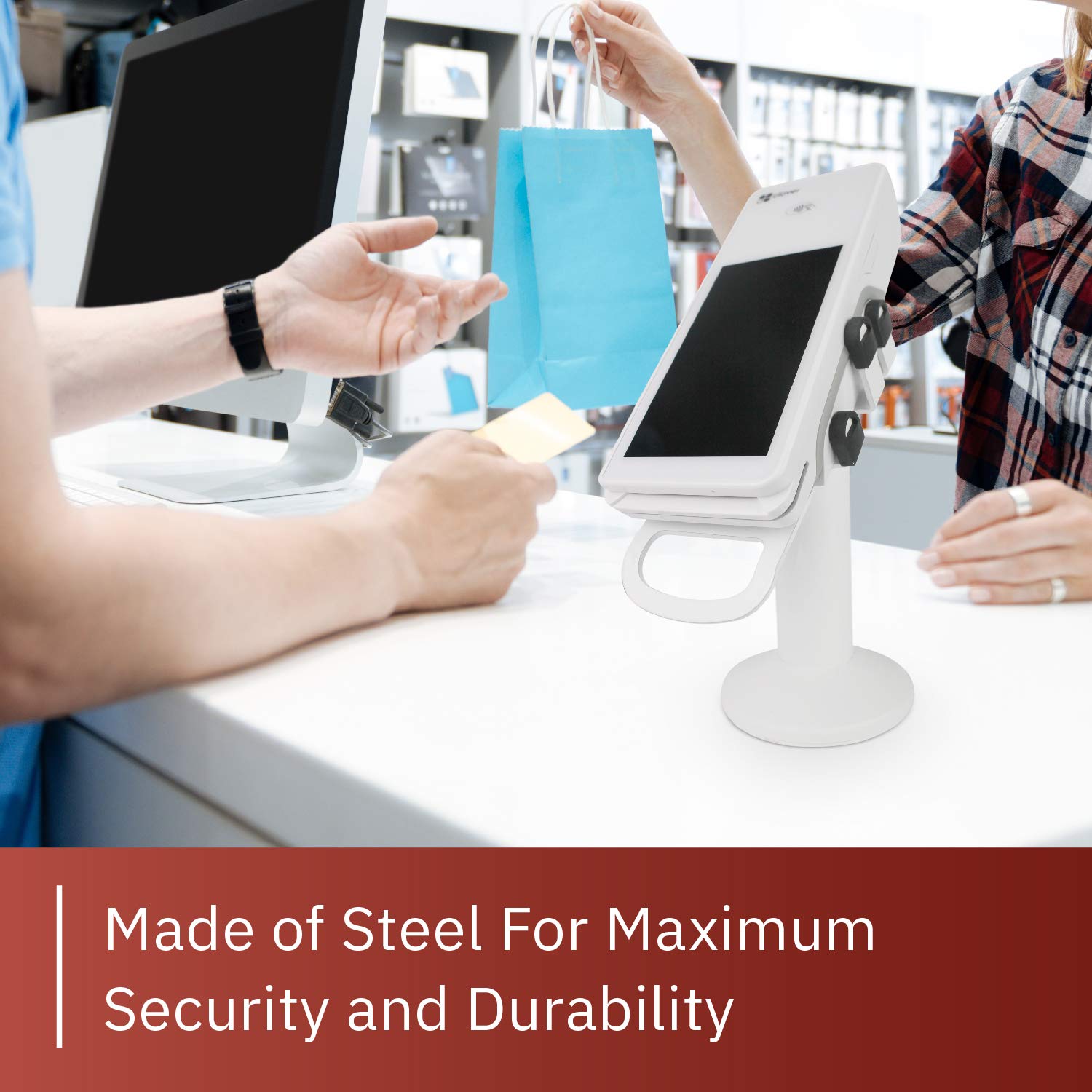 Discount Credit Card Supply DCCStands Swivel and Tilt Clover Flex Terminal Stand, Screw in and Adhesive