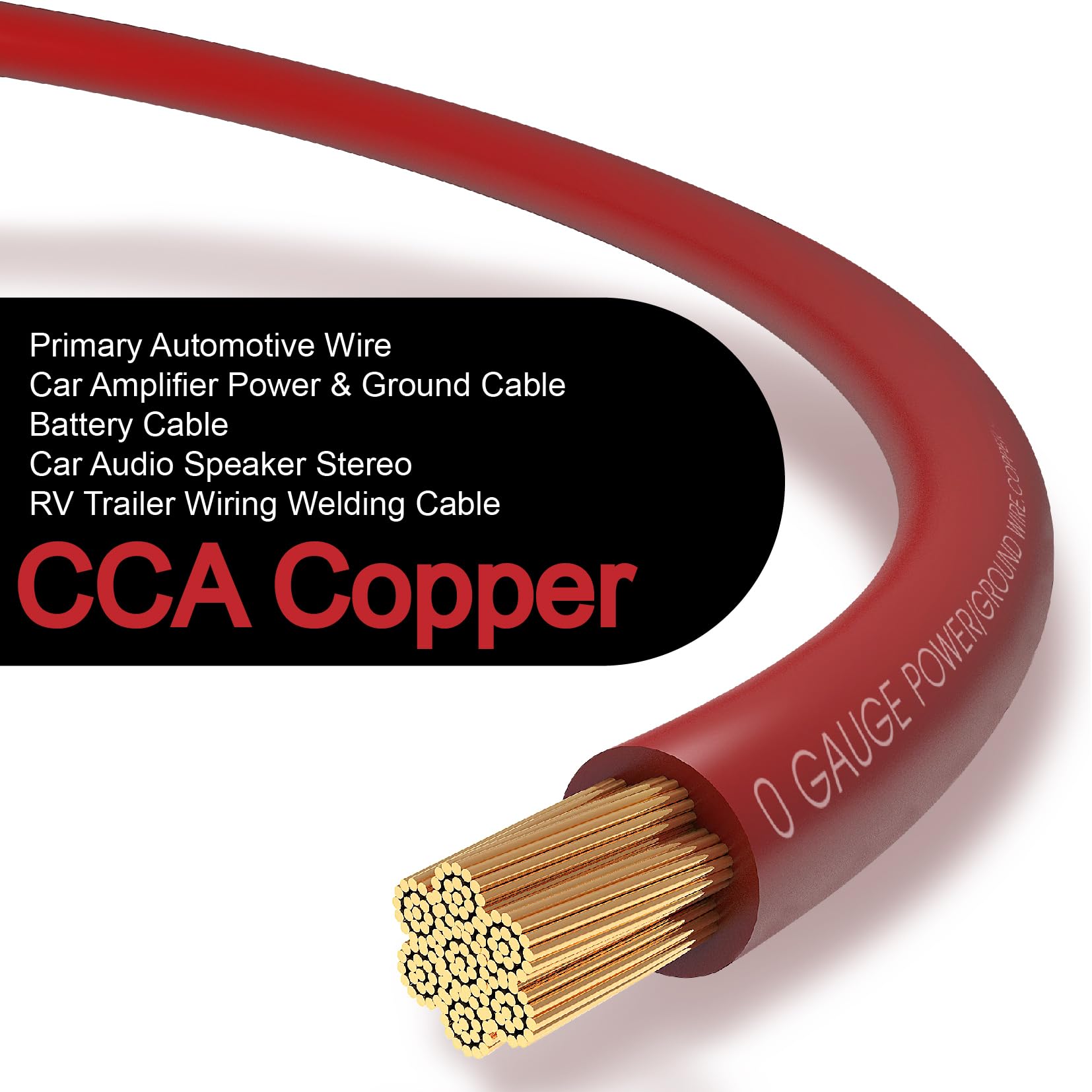 20Ft 1/0 Gauge Wire Copper Clad Aluminum Caa,10Pcs Lugs Terminal Connectors With 3:1Heat Shrink Tube For Power/Auto,Amplifier,Gr