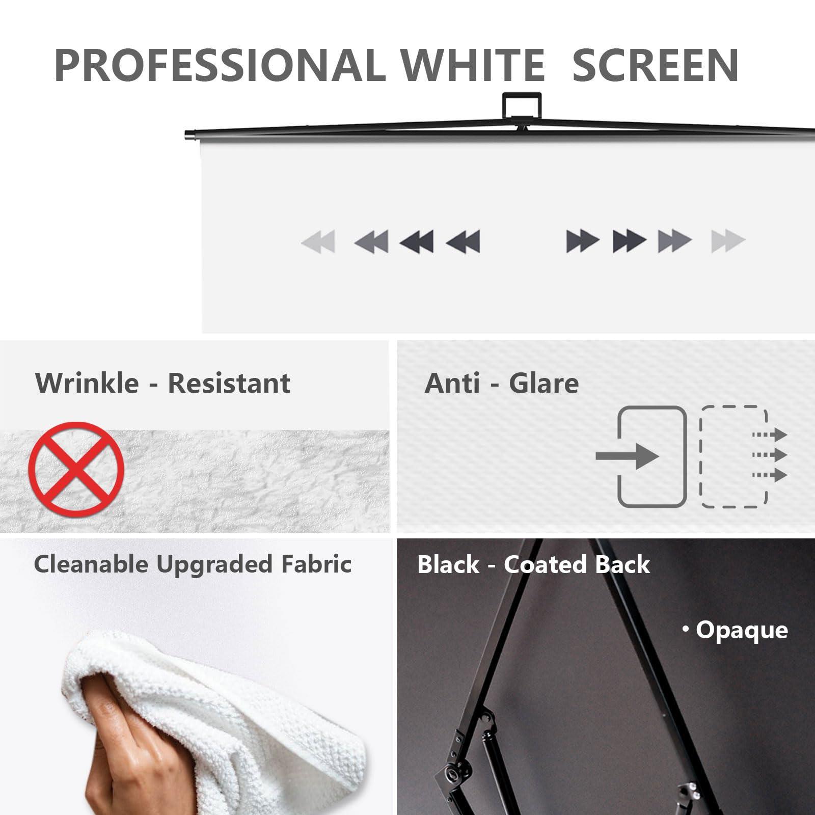 ?Easy Set Up? Raubay 59.8 X 82.7In Collapsible White Backdrop Screen Portable Retractable Panel Photo Background With Stand For Video Conference, Photographic Studio, Streaming