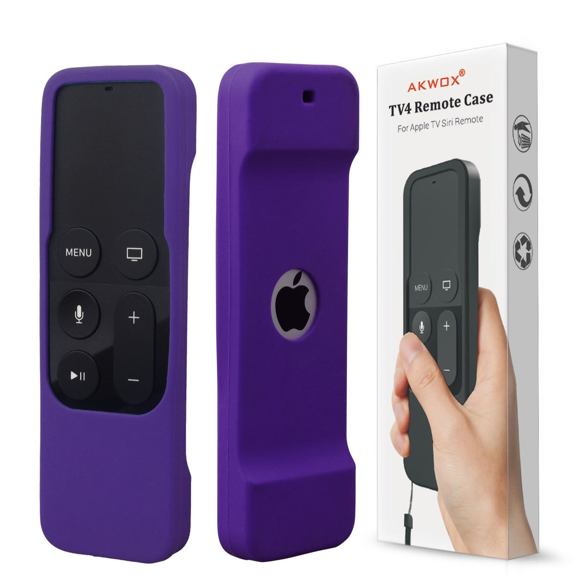 AKWOX Protective Case for Apple TV 4K / 4th 5th Gen Remote - Light Weight [Anti Slip] Shock Proof Silicone Cover with Lanyard (Navy) -not for Series 6th Gen 2021