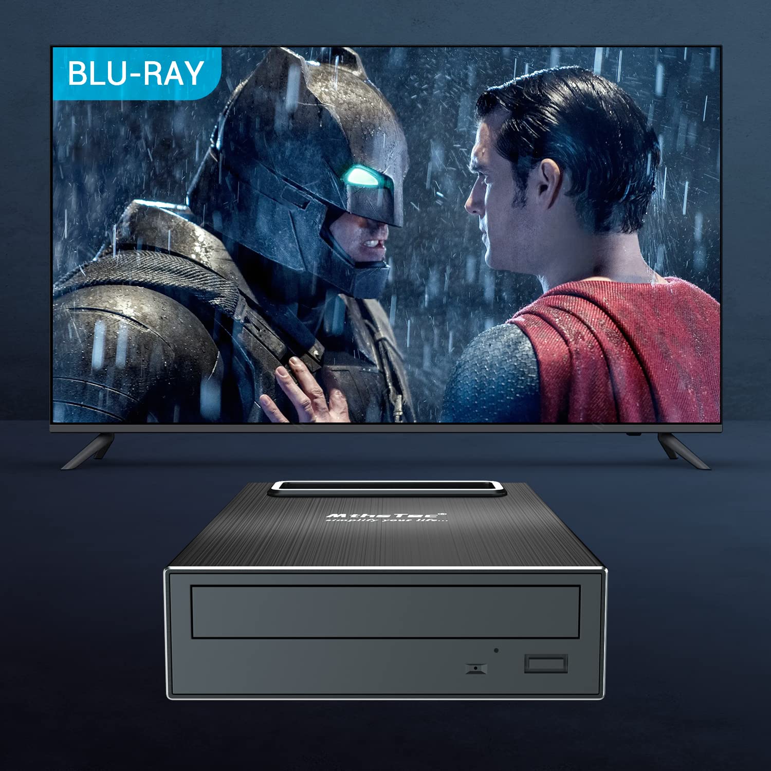 Mthstec 4 In 1 External Blu Ray Drive, 16X Usb 3.0 And Type C Powerful Desktop External Bluray Drive Burner Dvd Burner Optical D