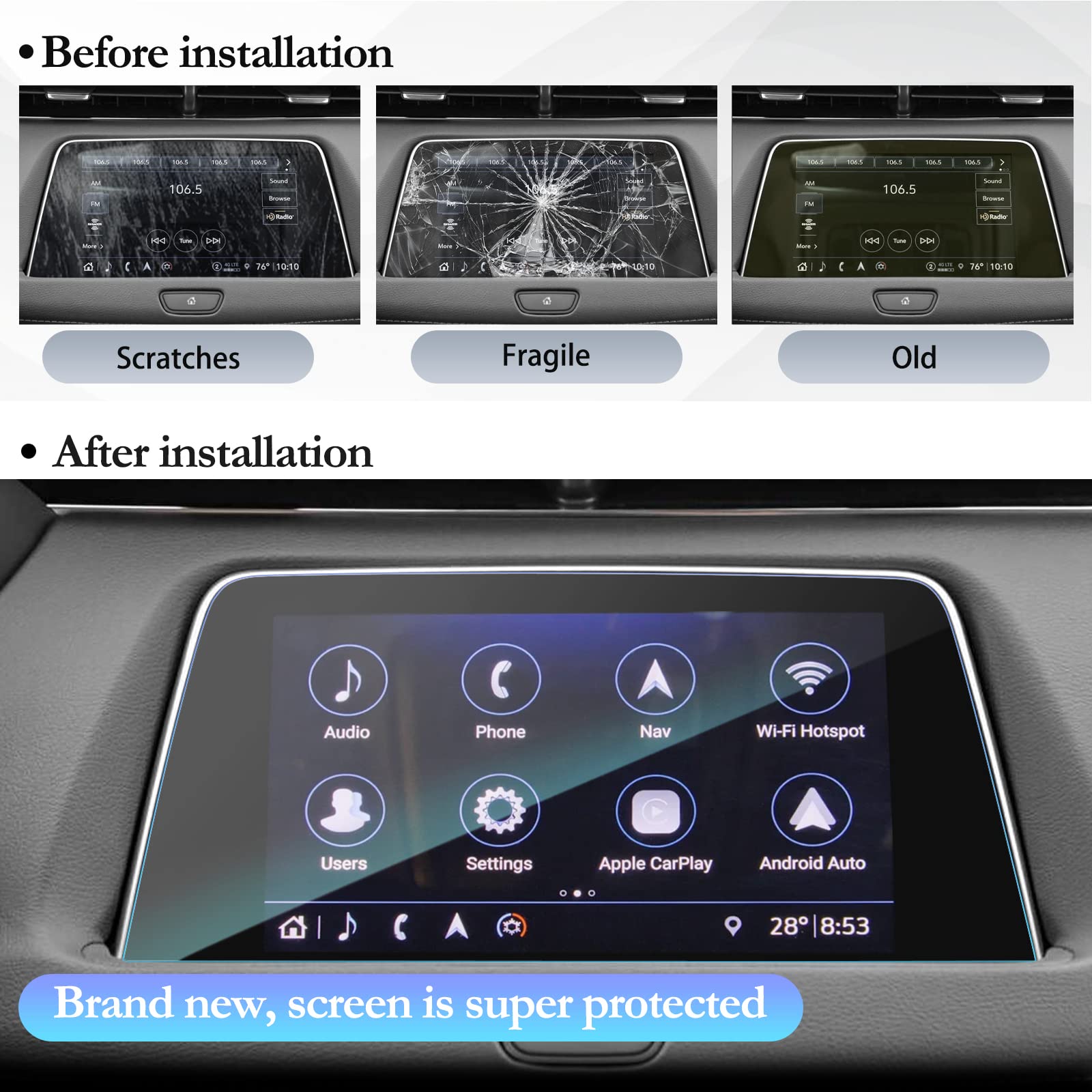 Sktu For 2019 2020 2021 2022 2023 Cadillac Xt4 Screen Protector Navigation Display Tempered Glass 9H Hardness Anti Glare & Scratch Hd Clear Lcd Gps Touch 2023 Cadilla C Xt4 Screen Protector