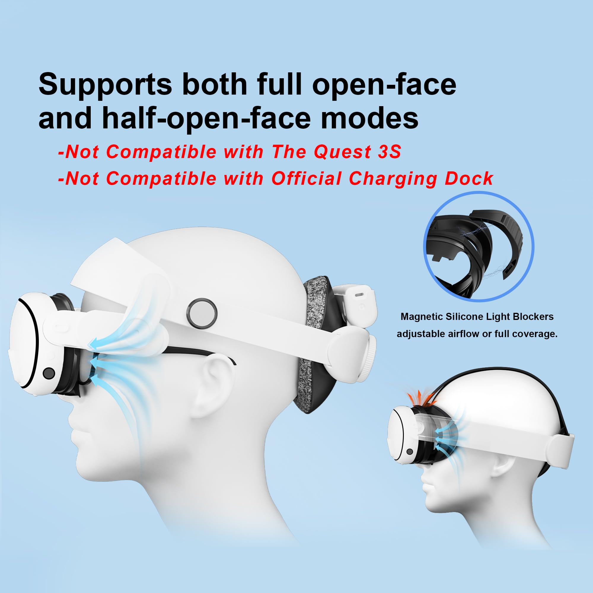 Globular Cluster F3 V3 Magnetic Facial Interface For Quest 3, Flexible And Adaptive Frame With Multi-Material Pads, Not Compatib