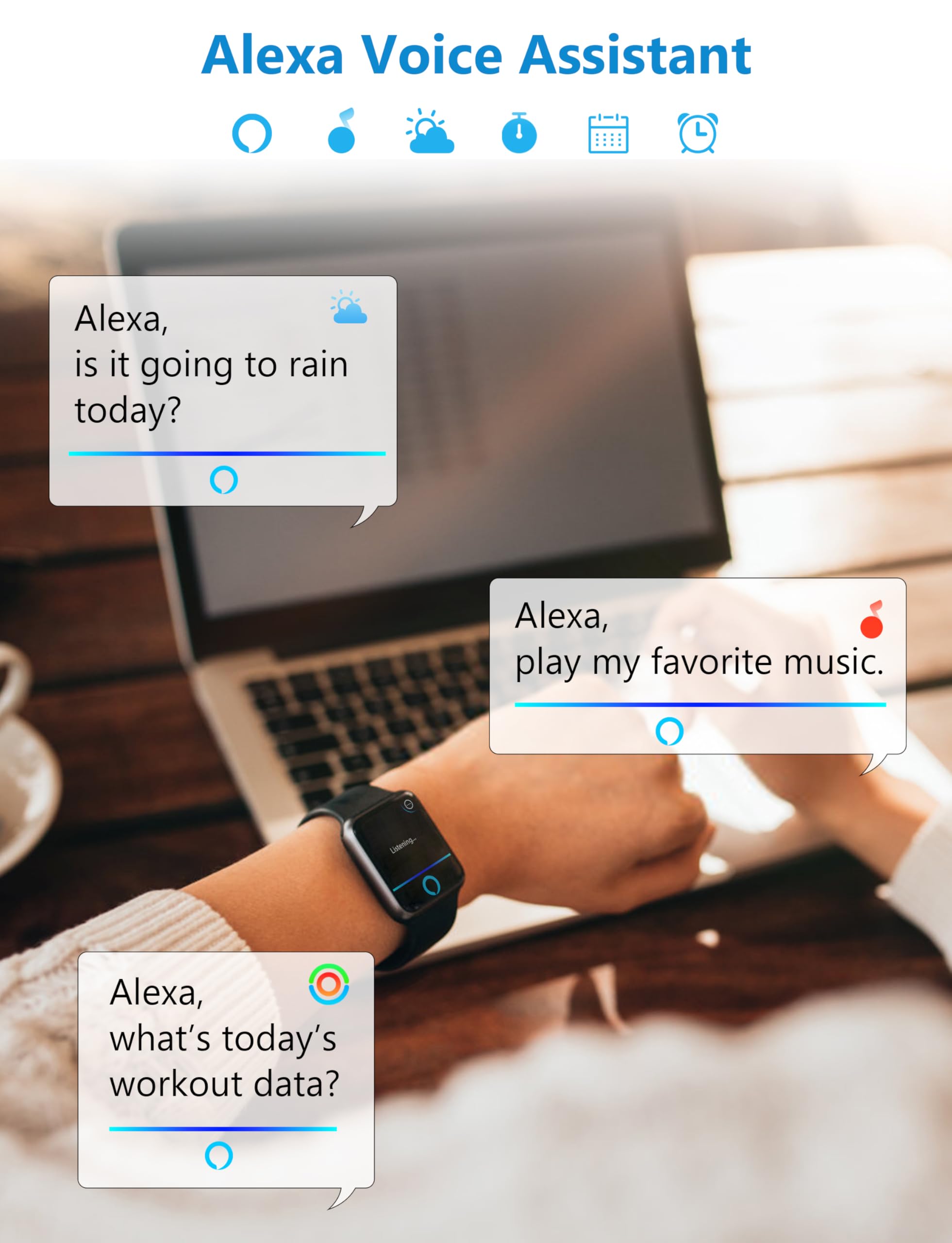Smart Watch, 44Mm Smartwatch Answer Make Calls, Alexa 1.83'' Fitness Watch, Ip68 Waterproof Fitness Tracker Women Men, Heart Rat