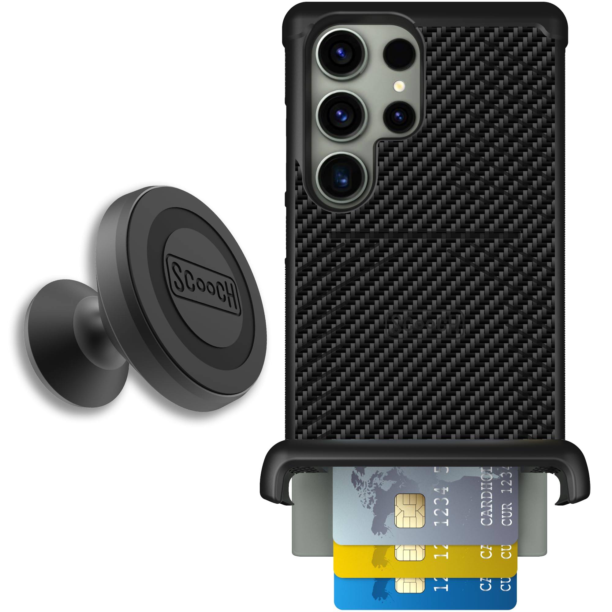 Scooch for Galaxy S23 Ultra Case with Card Holder, Wingmate Wallet Case with Hidden Card Slot and RFID Protection for 4 Cards, S