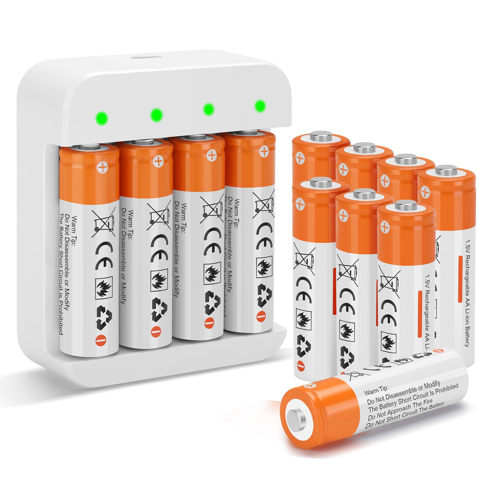Fitinoch 12 Pack Rechargeable 1.5V Aa Size Lithium Batteries For Blink Camera, Long Lasting Double A Battery 2600Mwh With 2H Fas