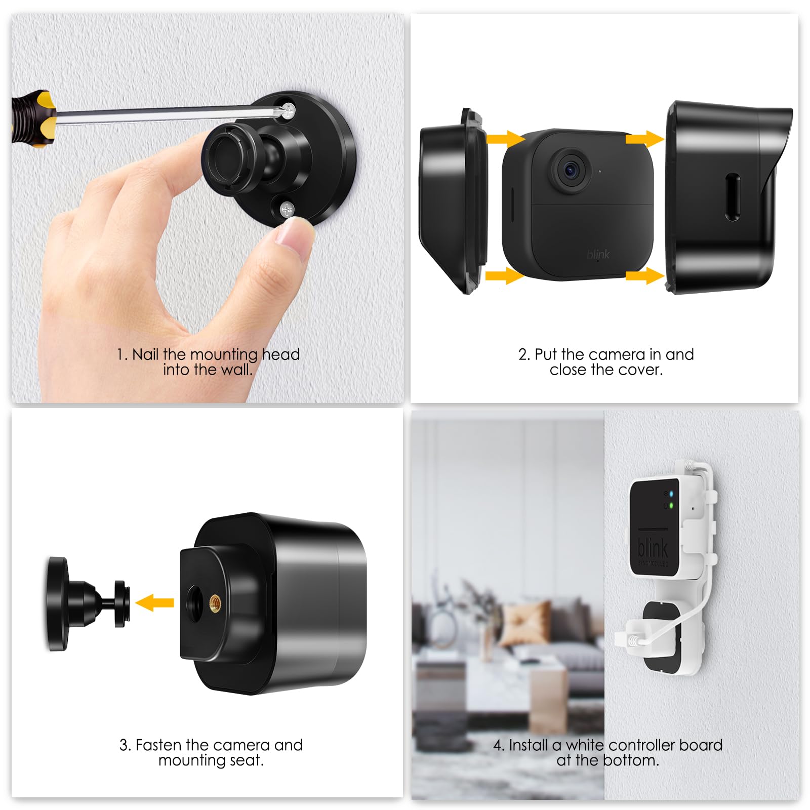 Lucrave Blink Outdoor Camera Surveillance Mount, Weatherproof Protective Housing And 360 Adjustable Mount With Blink Sync Module