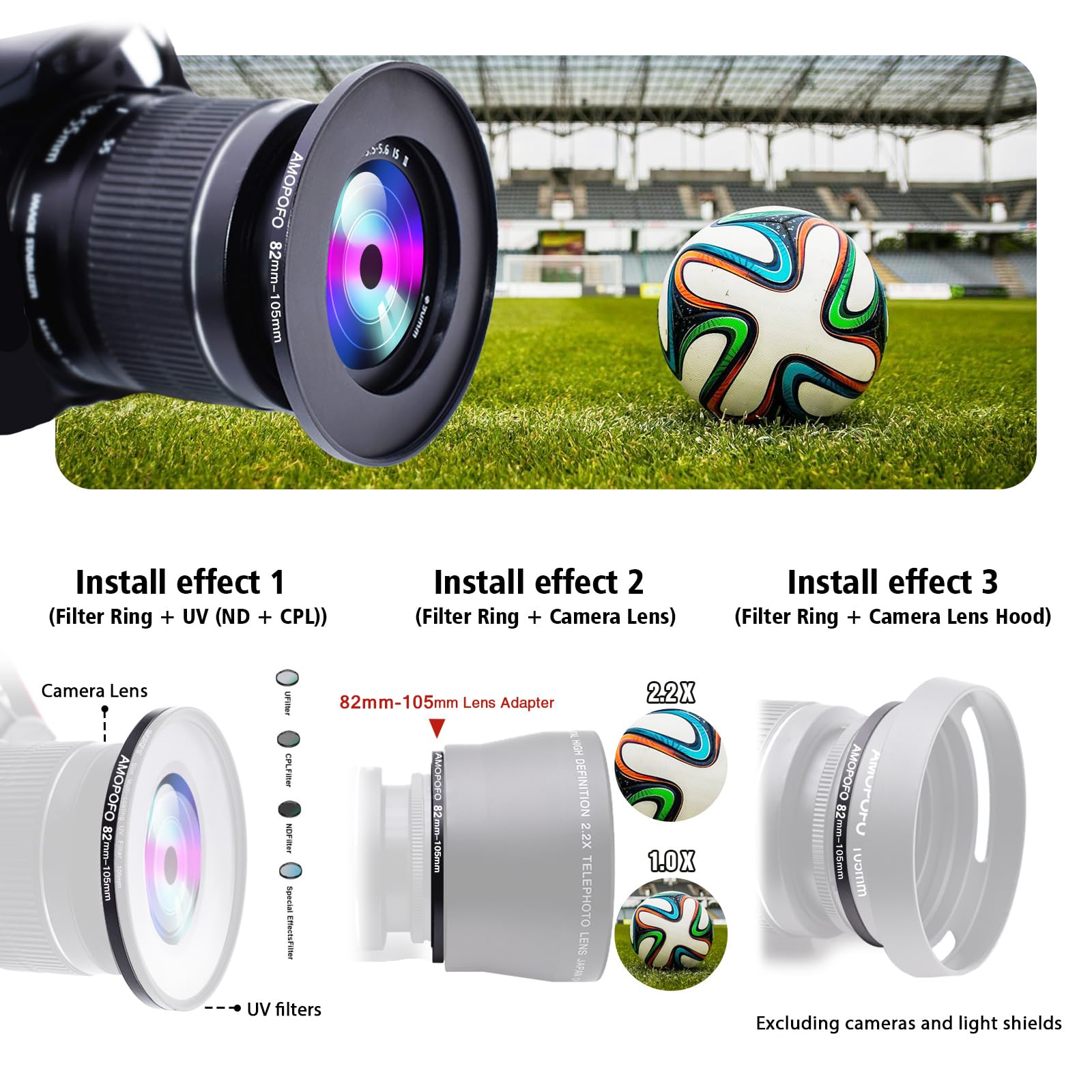 82Mm To 105Mm Step Up Ring Filter Adapter Metal Step Up Ring,Compatible With All 82Mm Camera Lens& 105Mm Uv,Nd,Cpl Accessories,Made Of Cnc Machined Aluminum(82 105Mm)