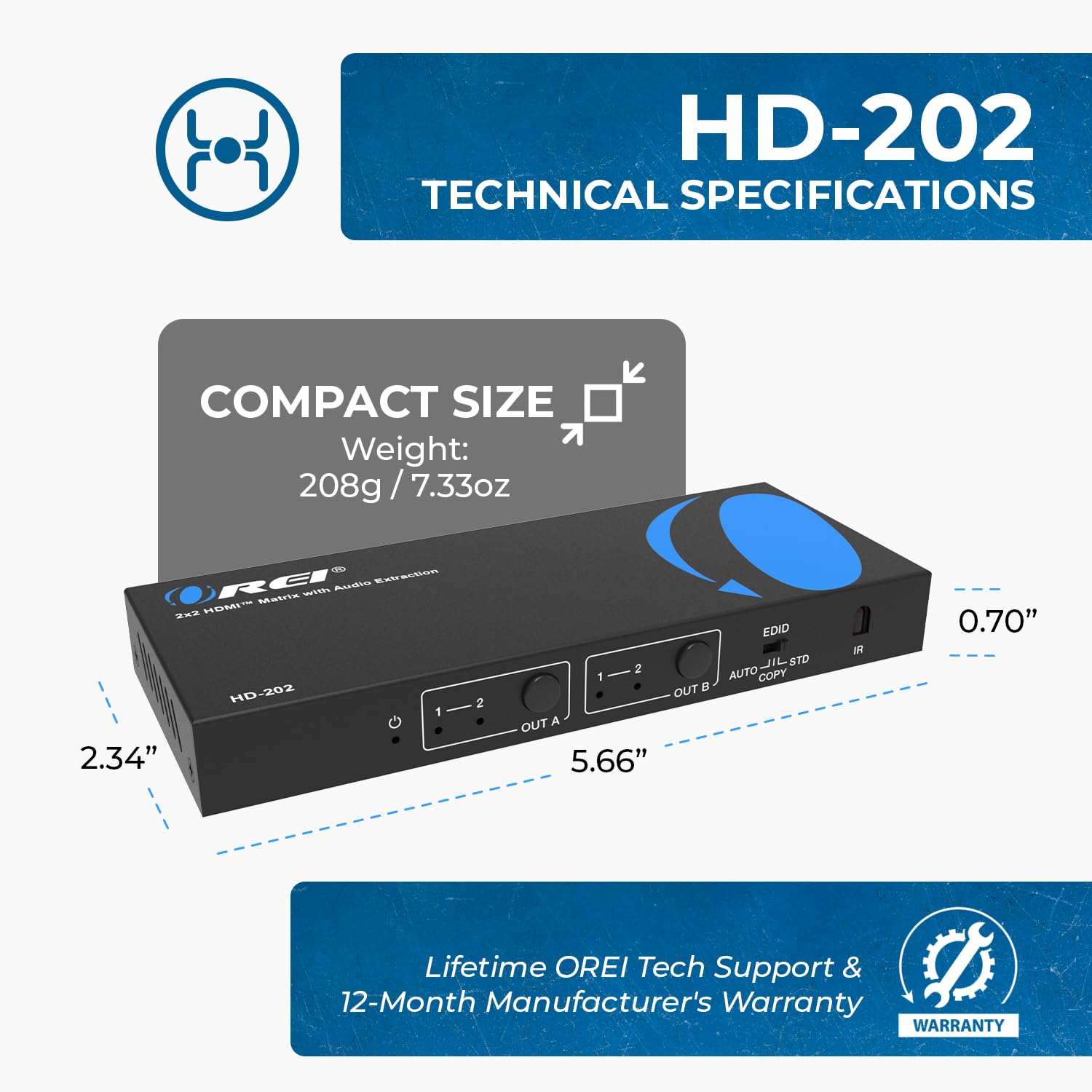 Orei Hdmi Switcher Matrix   2 In 2 Out Hdmi Matrix Switch   Resolutions Up To 4K@30Hz, 3D Support, Edid Management, Ir Control &