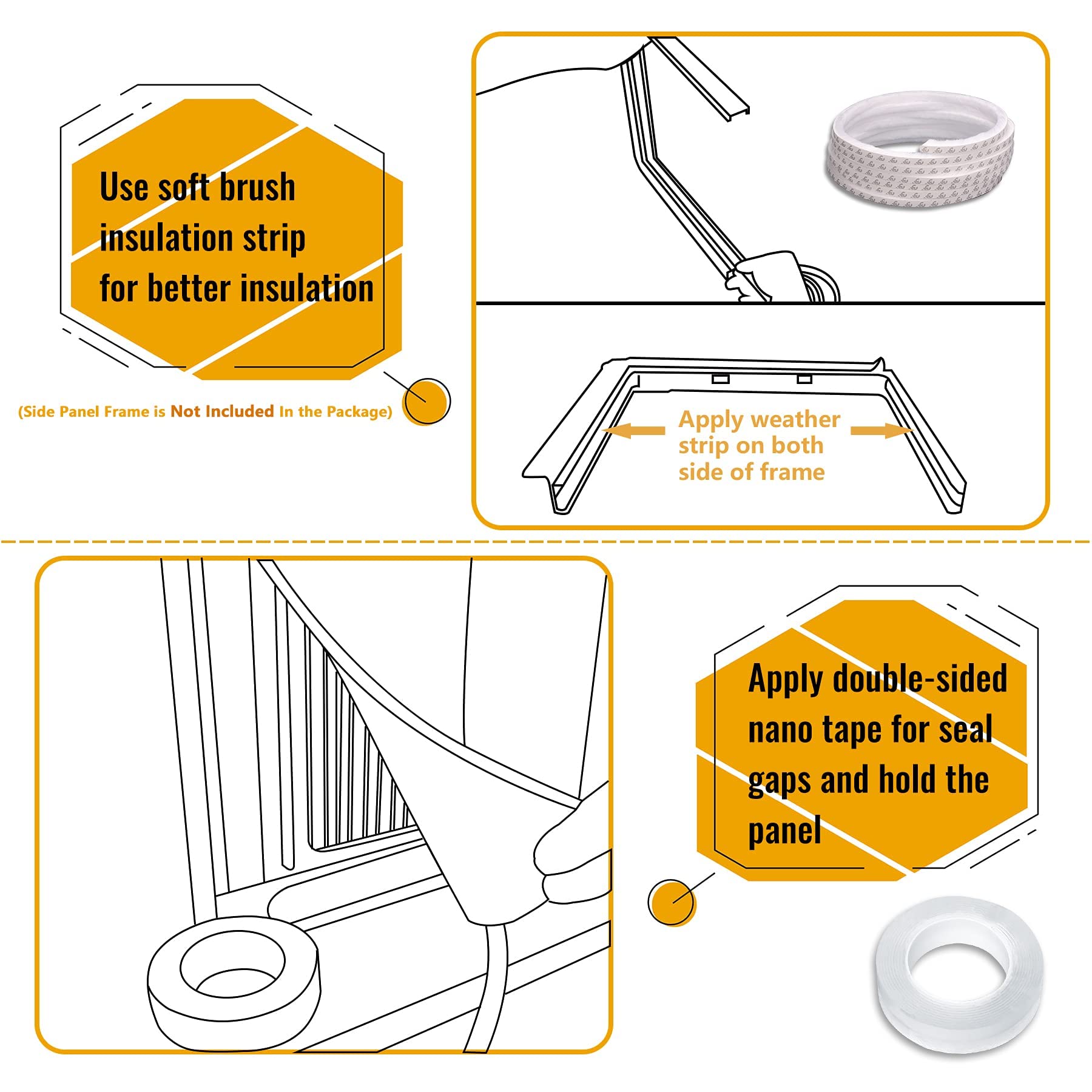 Lbg Products Window Ac Side Panels,Double Layers Adjustable Side Panel Kit With Air Conditioner Foam Insulation Panels, White