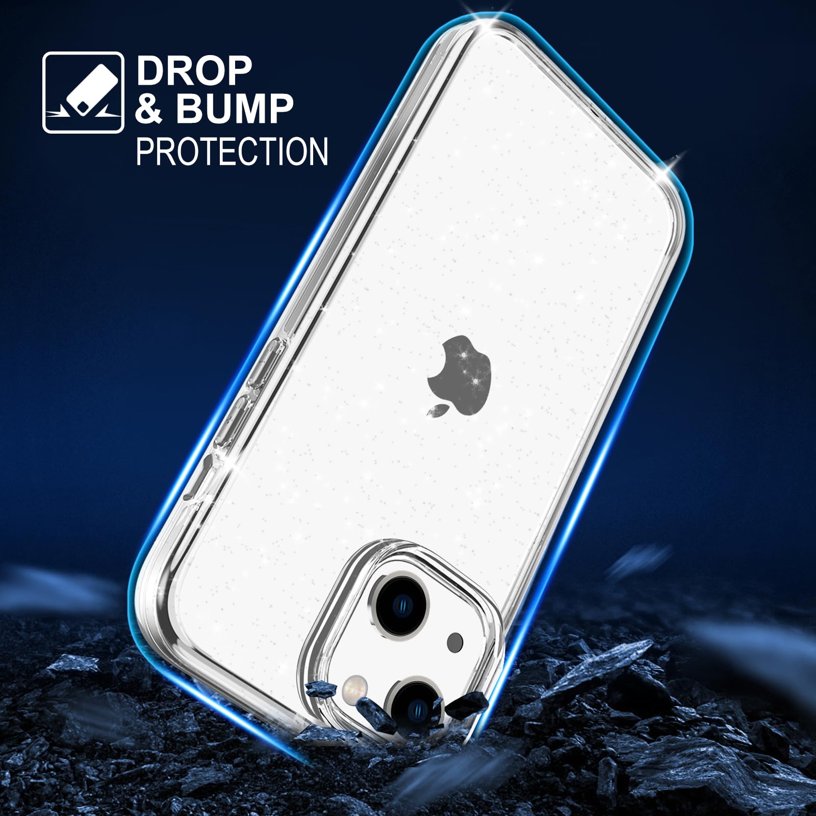 Tenoc Phone Case Compatible With Iphone 15, Glitter Case Clear Sparkling Protective Bumper Cute Cover For Girls Women