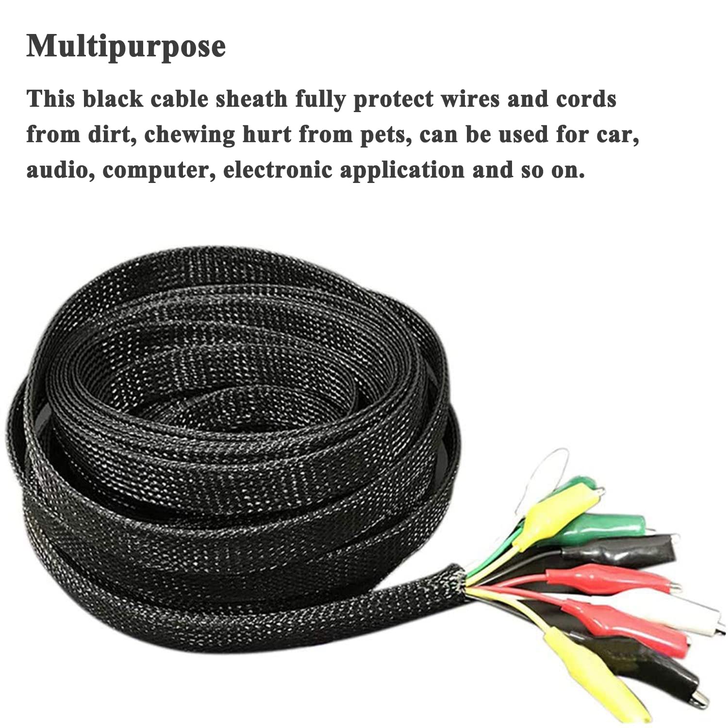 Braided   Cable Sleeves   Pet Expandable Wire Loom 1/2'' 100Ft, Braided Wire Hider Mesh, Cord Management Organizer For Usb Power