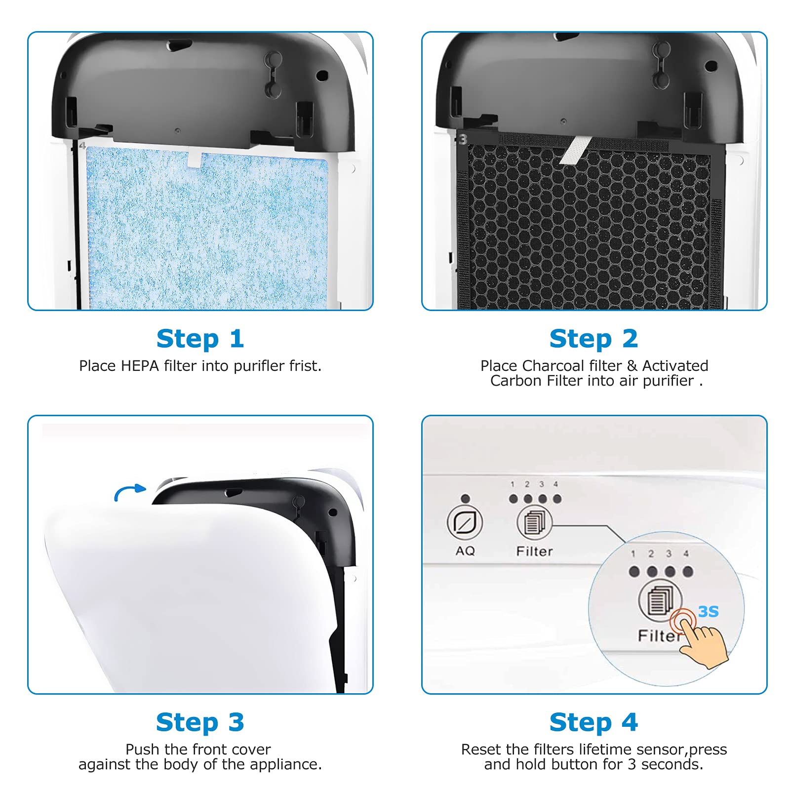 Isingo Rp Ap001 H13 True Hepa Replacement Filter Set, Compatible With Renpho Rp Ap001, Rp Ap001S, Rp Ap002, Part # Rp Ap001, 2 T