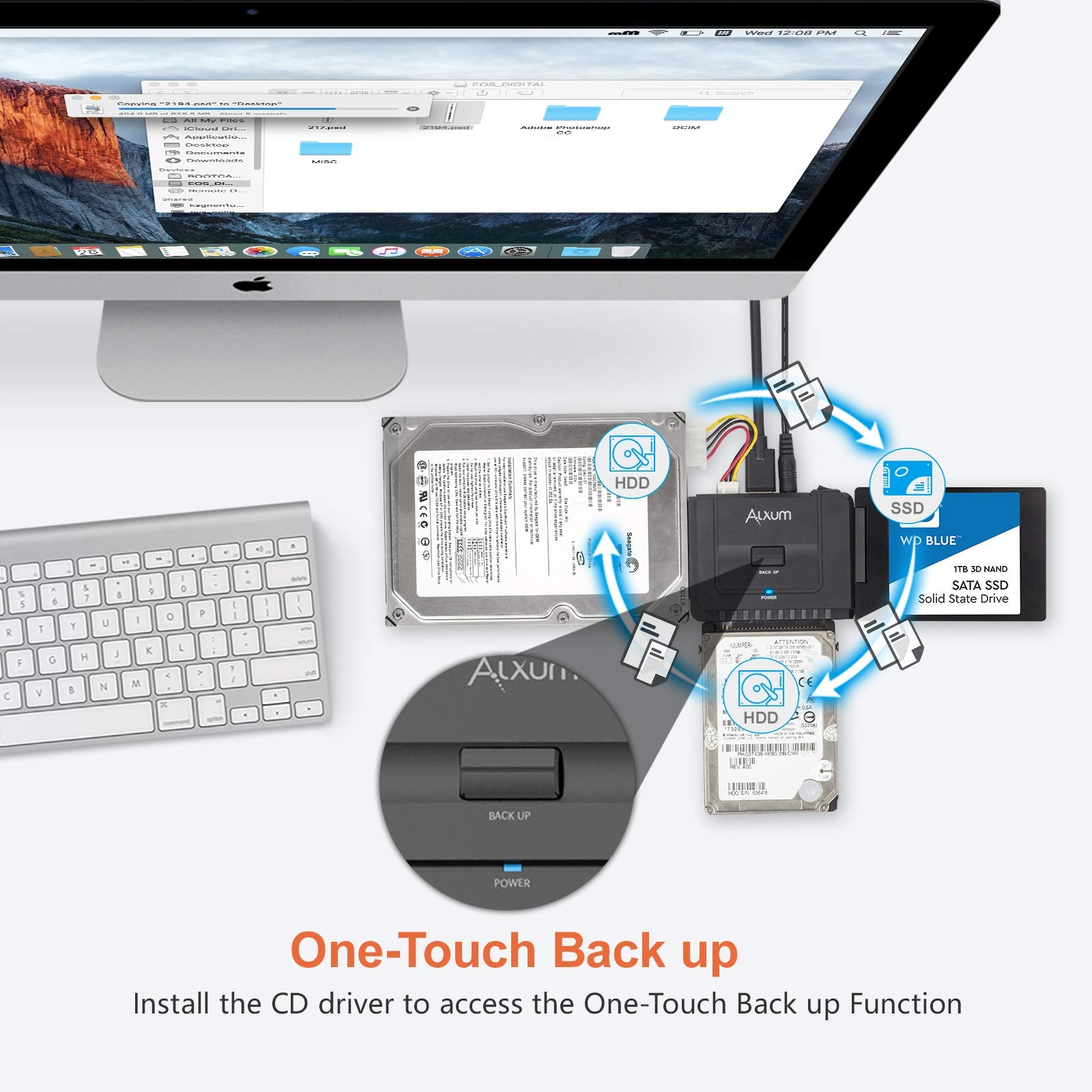 Alxum Sata Ide To Usb 3.0 Hard Drive Adapter With Power, Ide To Sata Adapter External Hard Disk Reader For 2.5 / 3.5 Inch Ide