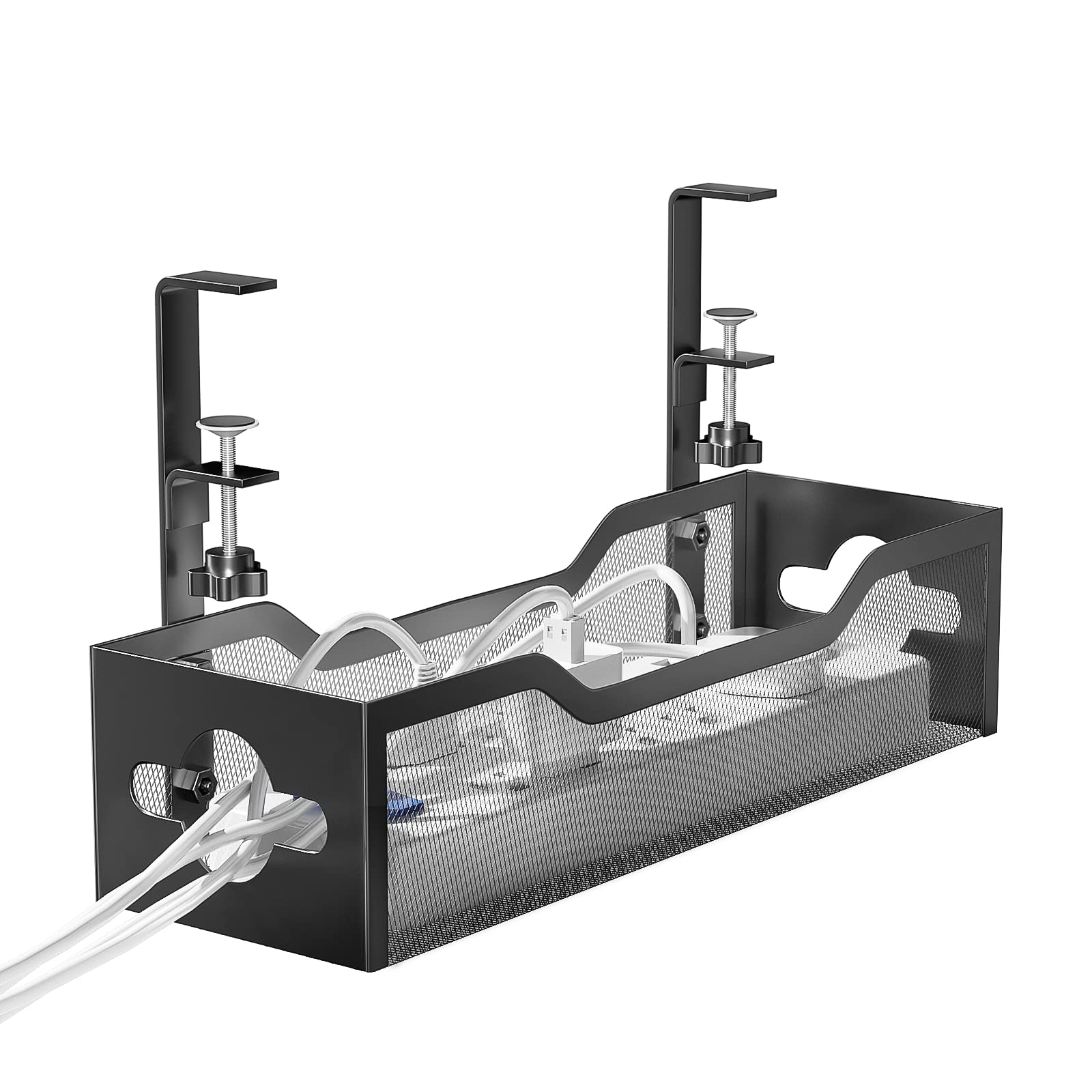 Cable Management Under Desk 13.38''  No Damage To Desk, Standing Desk Cable Organizer, Quszmd Under Desk Cord Organizer, Under D