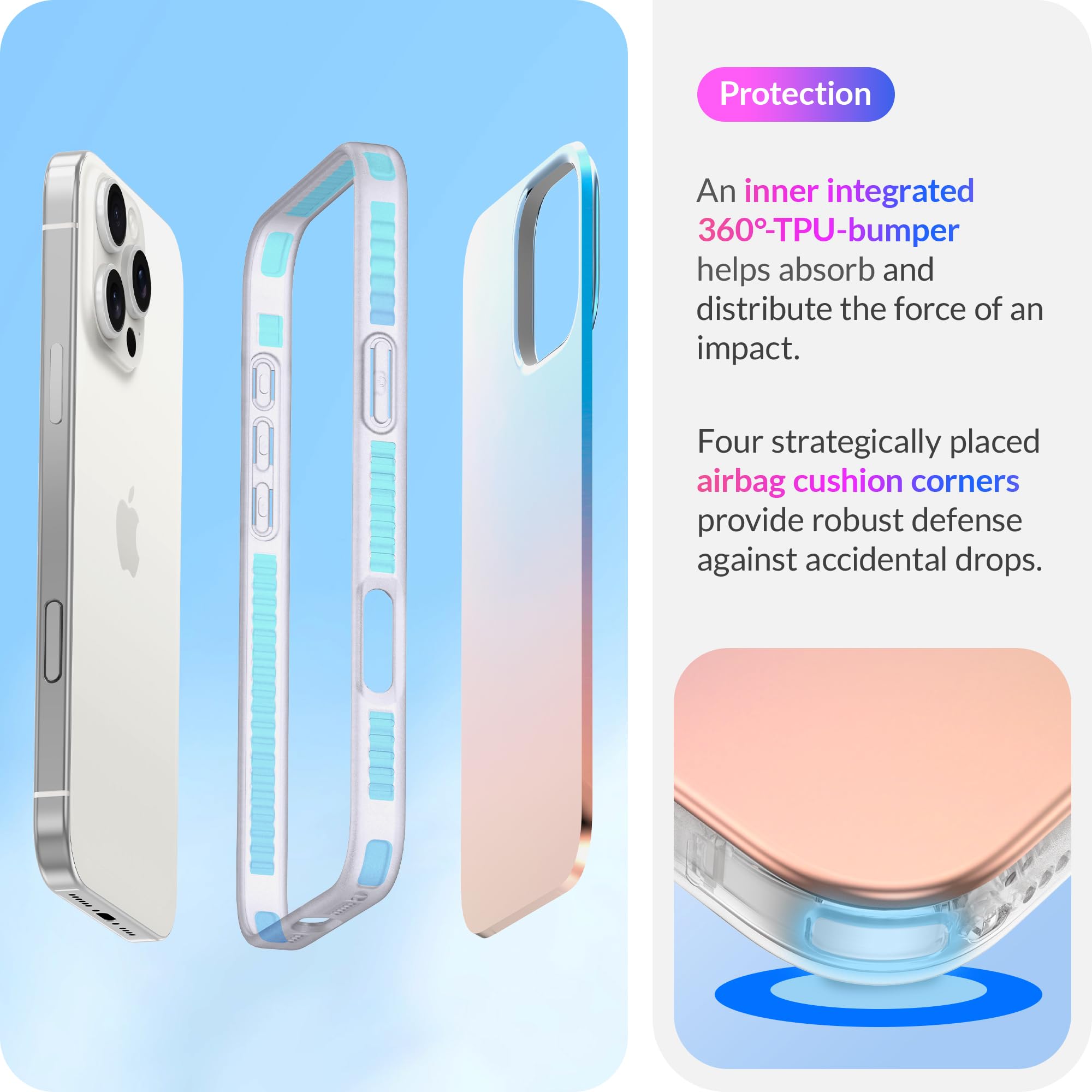Lonli Hue   For Iphone 16 Pro Case   Holographic Iridescent Phone Case   [360 Shock Absorbent Bumper]   Cute, Unique And Aesthet