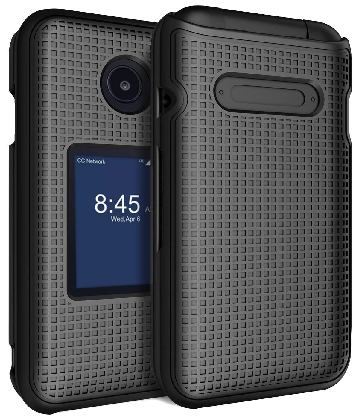 Nakedcellphone Case for Consumer Cellular Verve Snap Flip Phone, Slim Hard Shell Protector Cover with Grid Texture for Z2336CC (aka Telstra Flip 4, Z2336T) - Black