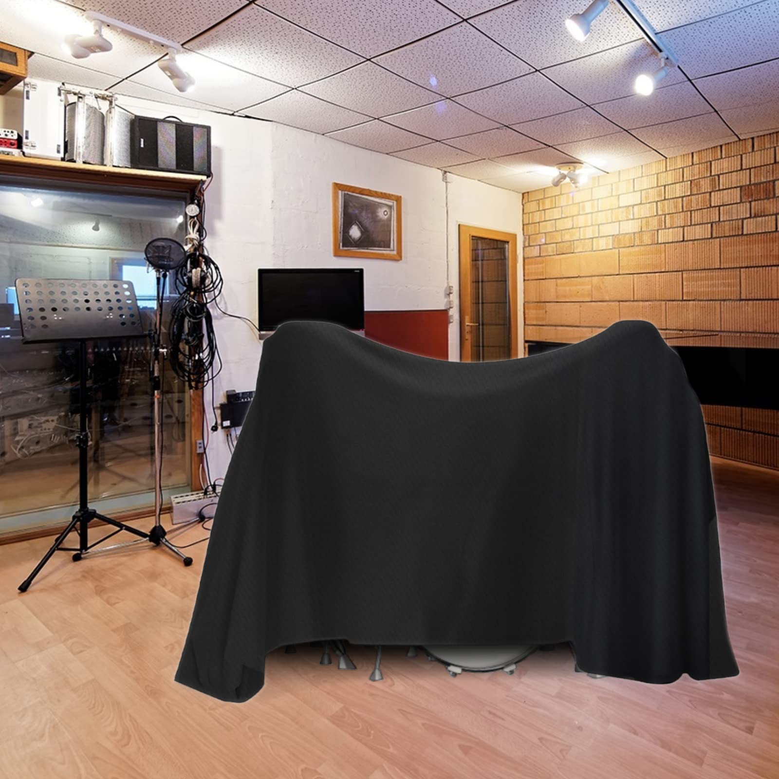 Drum Set Dust Cover With Sewn-In Sewn-In Weighted Corners Windproof Drum Kit Cover For Outdoor Musical Instruments (80 X 108 Inc