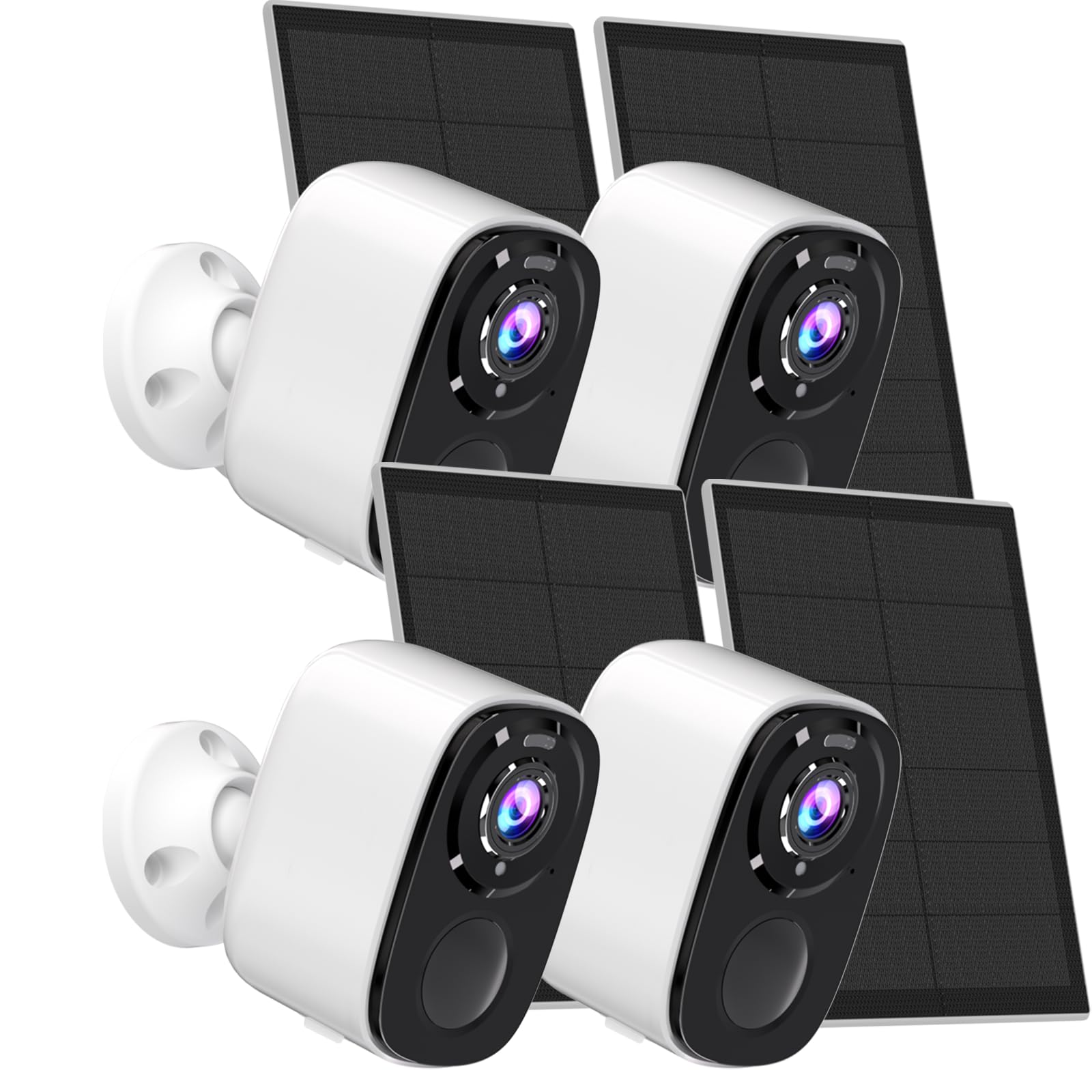5Mp Security Cameras Wireless Outdoor With Solar Panel,Ai Detection, Qhd 2K(2560X1920P)Color Night Vision Security Camera With 2 Way Audio, Compatible With Alexa, Spotlight & Siren, Ip66  4Pack