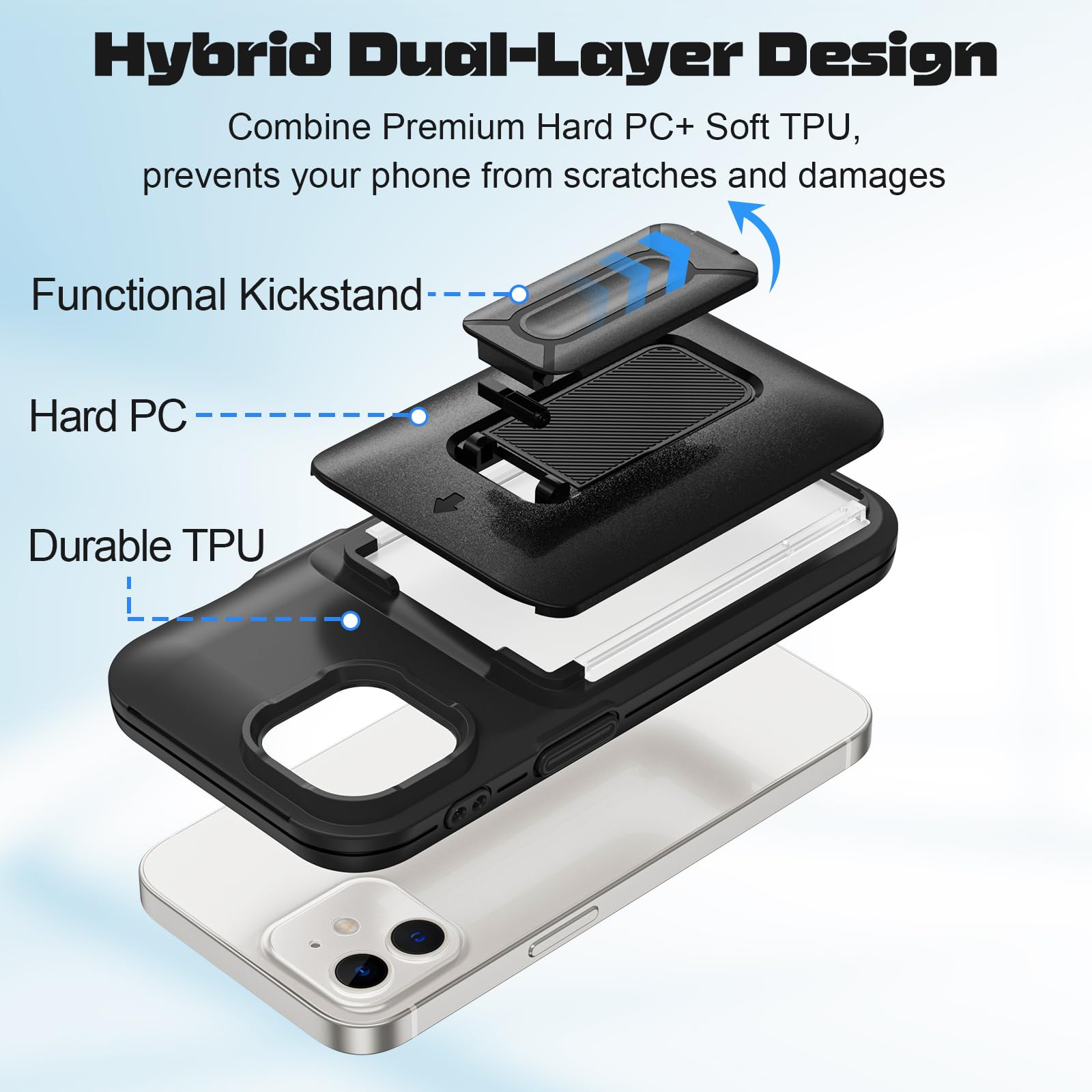 Samonpow For Iphone 12/12 Pro Case Wallet With Card Holder [3 Cards] & Stand Heavy Duty Protective Shockproof Hidden Card Slot W