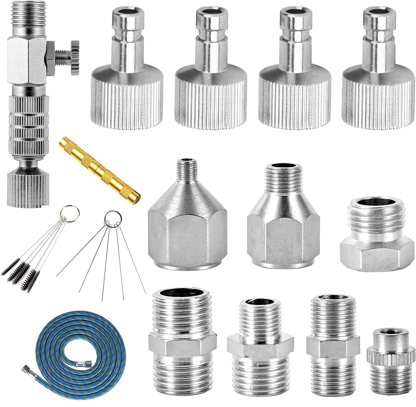 16Pcs Airbrush Adapter Set Includes 12Pcs Airbrush Adapter Kit Fitting Quick Release Disconnect Fitting Connector,Airbrush Hose