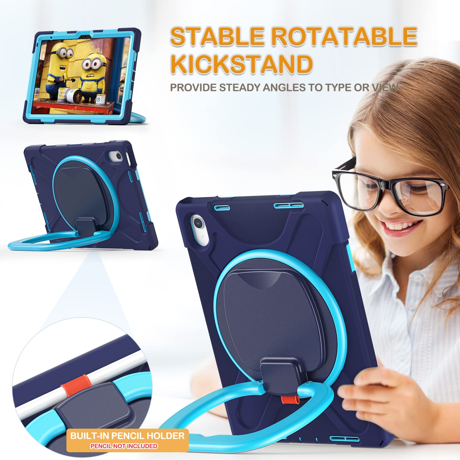 Braecn Case For 10.9 Inch Ipad 10Th Generation 2022 A2696 A2757 A2777 Heavy Duty Shockproof Cover With Pencil Holder/Screen Prot