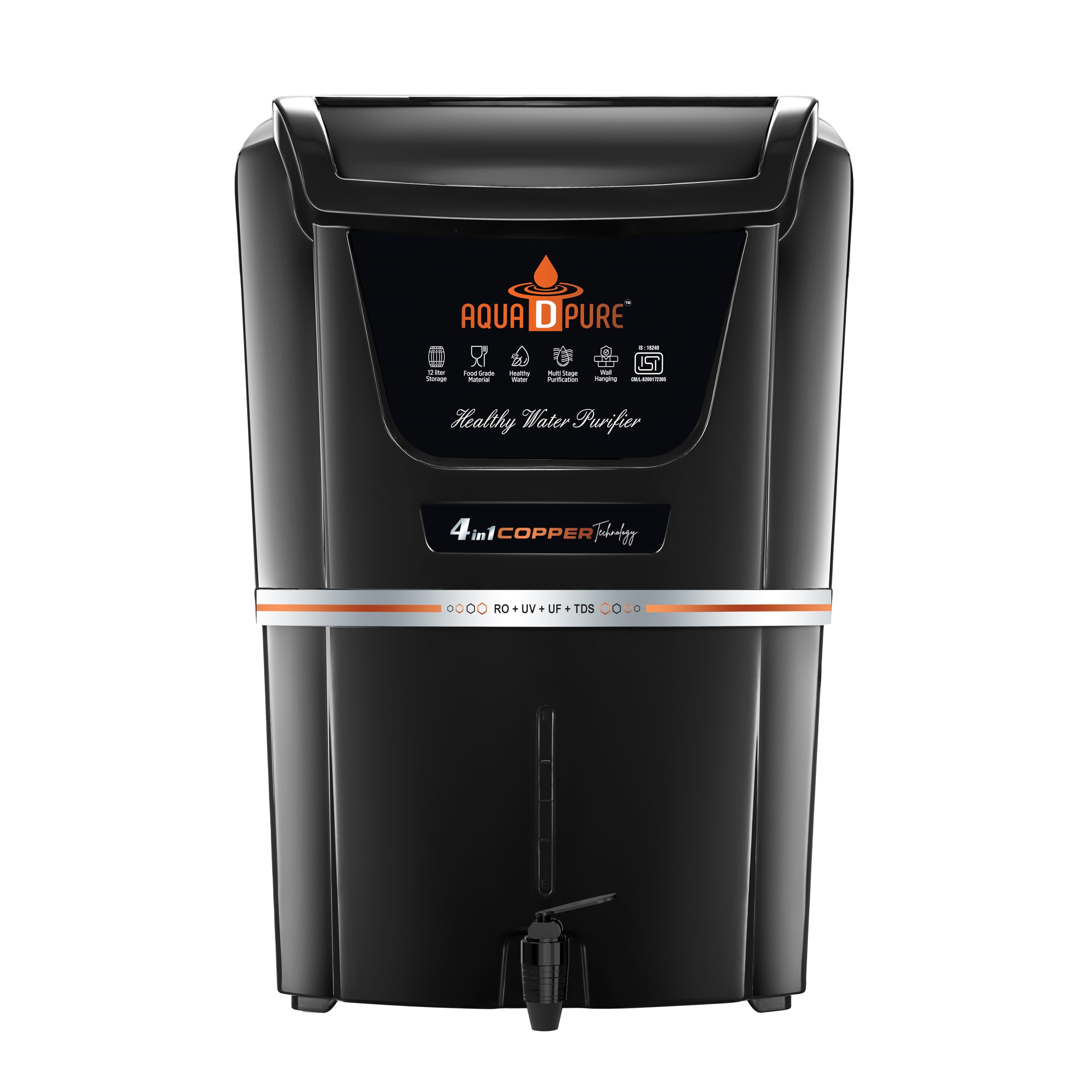 Aqua D Pure Copper Ro Water Purifier | Ro+Uv+Uf+Tds Filtration | Advanced Copper Technology | 12 Liter Capacity Water Purifier F