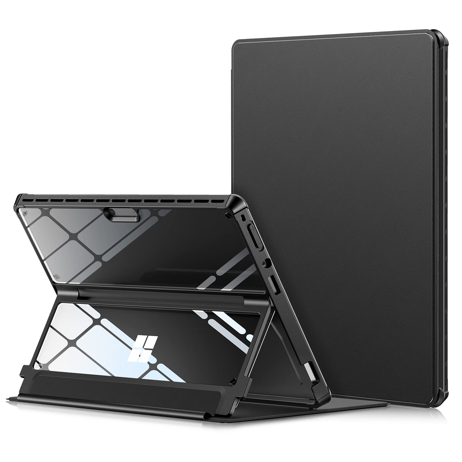 Infiland Microsoft Surface Pro 8 Case And Cover, [Military Grade Drop Protection] [High Clearity Case + Leather Cover] Designed