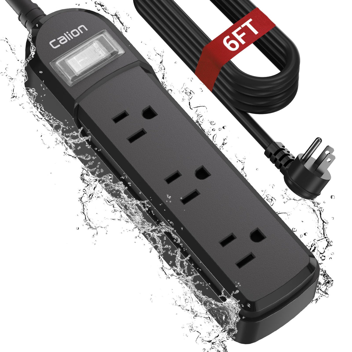 Calionltd Outdoor Power Strip Weatherproof, 6 Ft Outdoor Extension Cord With Multi Outlets, Overload Protection And Shockproof, 