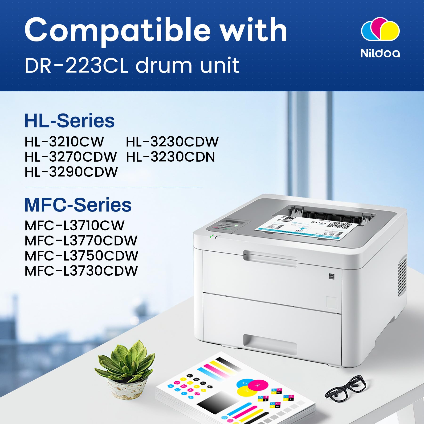 Dr223Cl Drum Unit Set 4 Pack Replacement For Brother Dr-223Cl Dr223Cl Mfc-L3710Cw Mfc-L3770Cdw Mfc-L3750Cdw Hl-L3270Cdw Hl-L3290